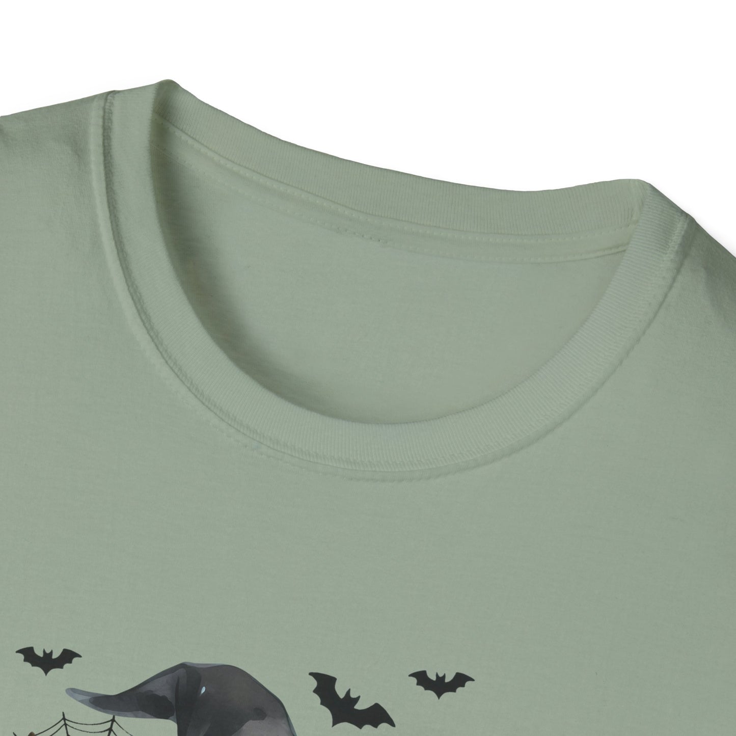 Halloween Cow Graphic T-Shirt - "We're Out at Midnight" - Unisex Softstyle Tee