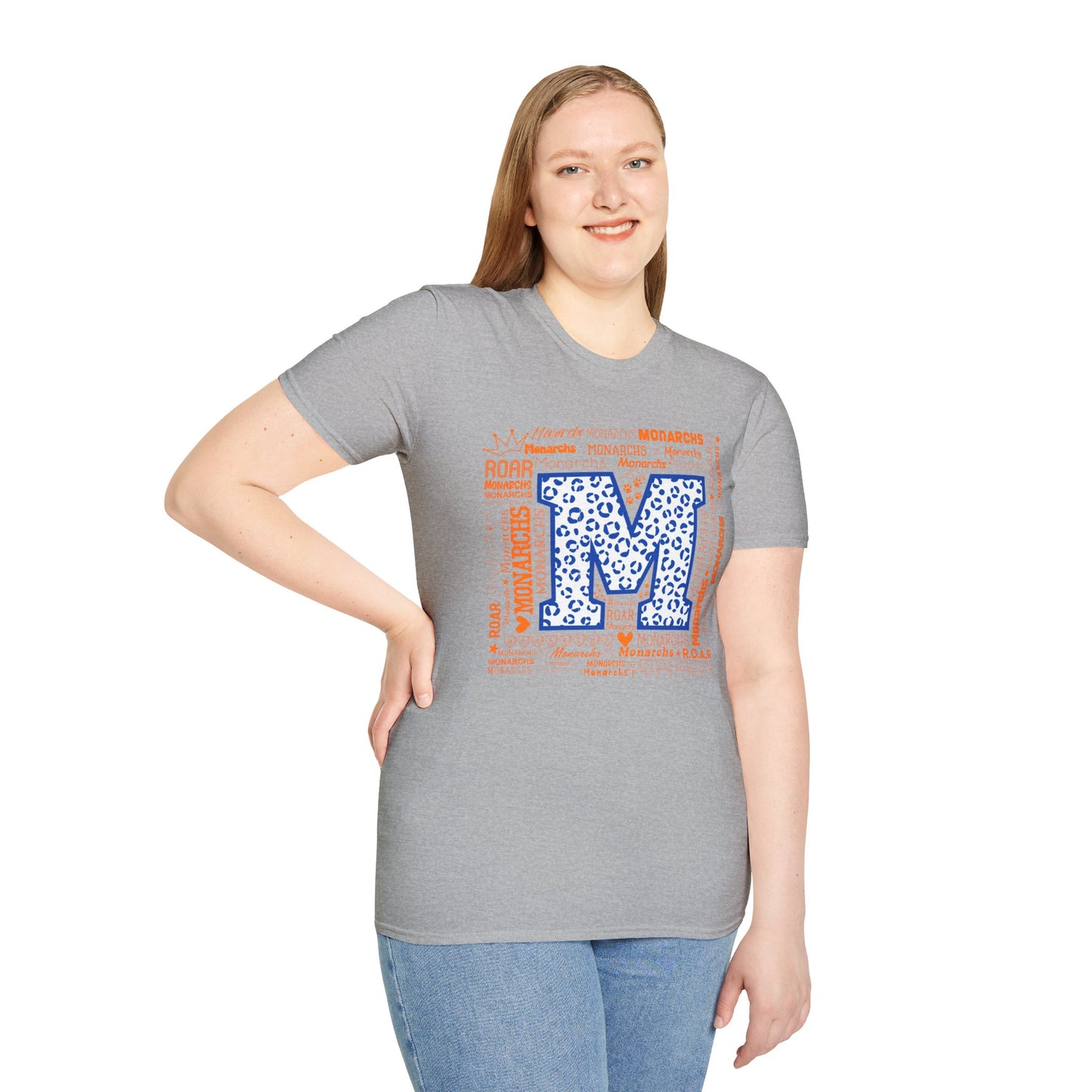 Blue Leopard M Monarchs Roar Unisex Softstyle T-Shirt - Fun Leopard Print Design