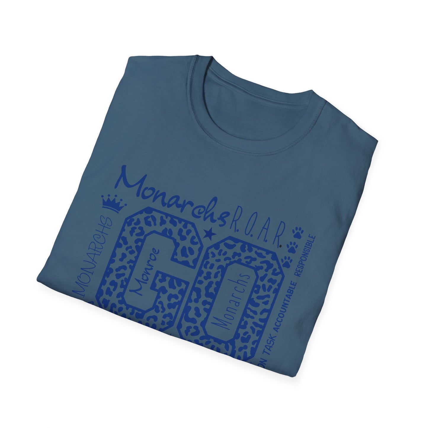 GO Monarchs Blue Leopard Print Unisex T-Shirt - School Spirit & Team Pride