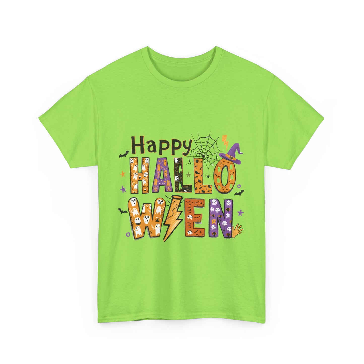 Happy Halloween Unisex Heavy Cotton Tee - Fun Festive Halloween School Teacher T-Shirt for Fall Celebrations