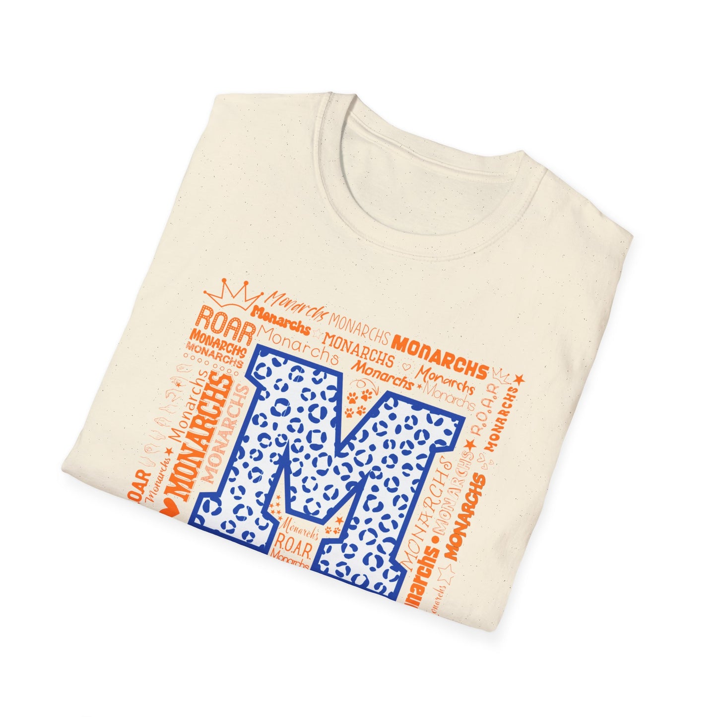 Blue Leopard M Monarchs Roar Unisex Softstyle T-Shirt - Fun Leopard Print Design