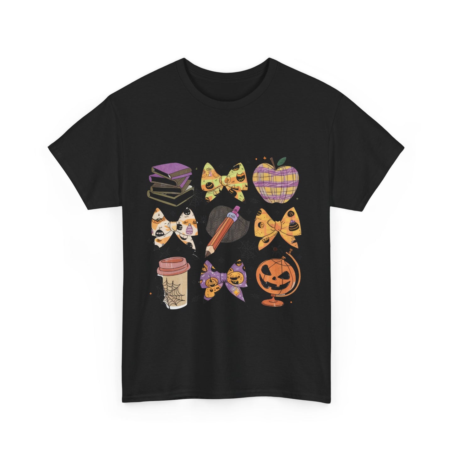 Cute Cat & Pumpkin Halloween School Teacher Unisex Heavy Cotton Tee