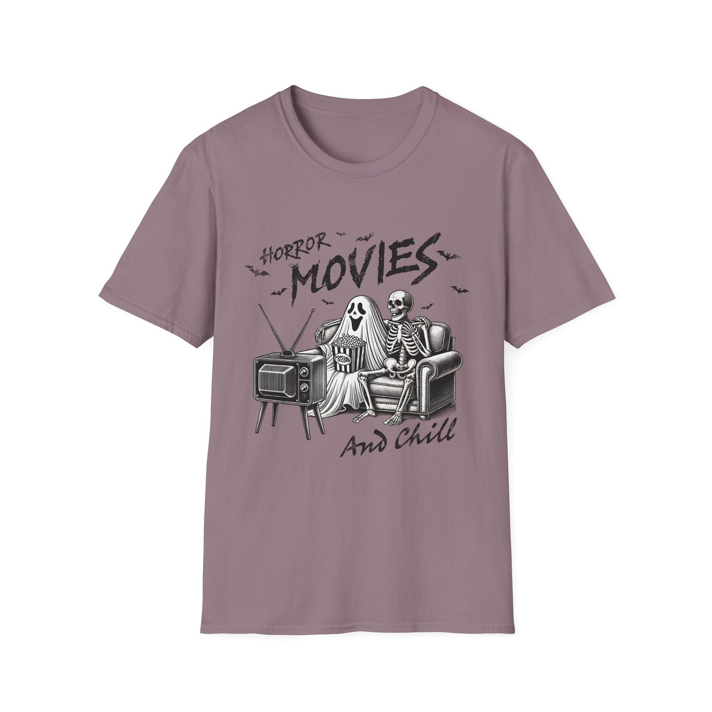 Horror Movies and Chill T-Shirt - Unisex Softstyle Tee for Movie Lovers- Great Halloween Tshirt