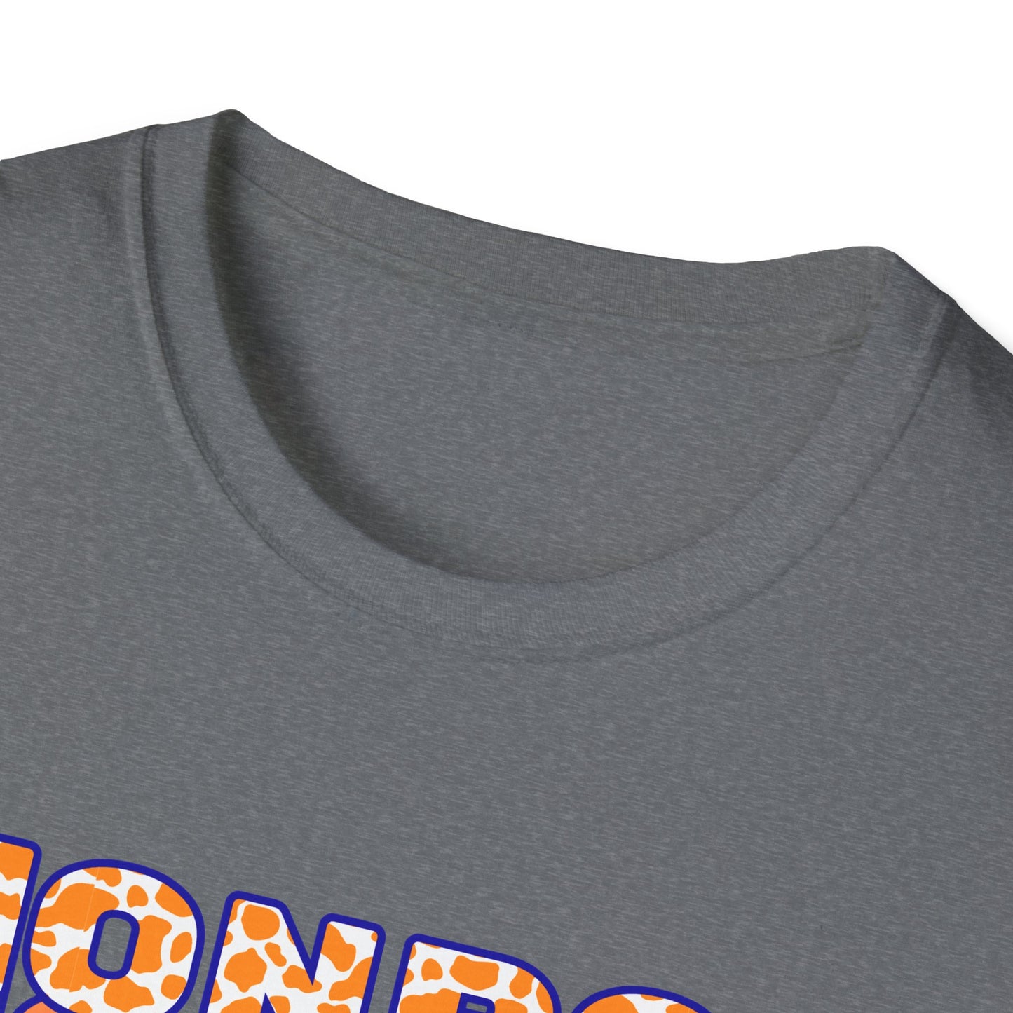 Monroe Cow Print Orange Graphic Unisex Softstyle T-Shirt - Casual Blue Tee for Every Occasion