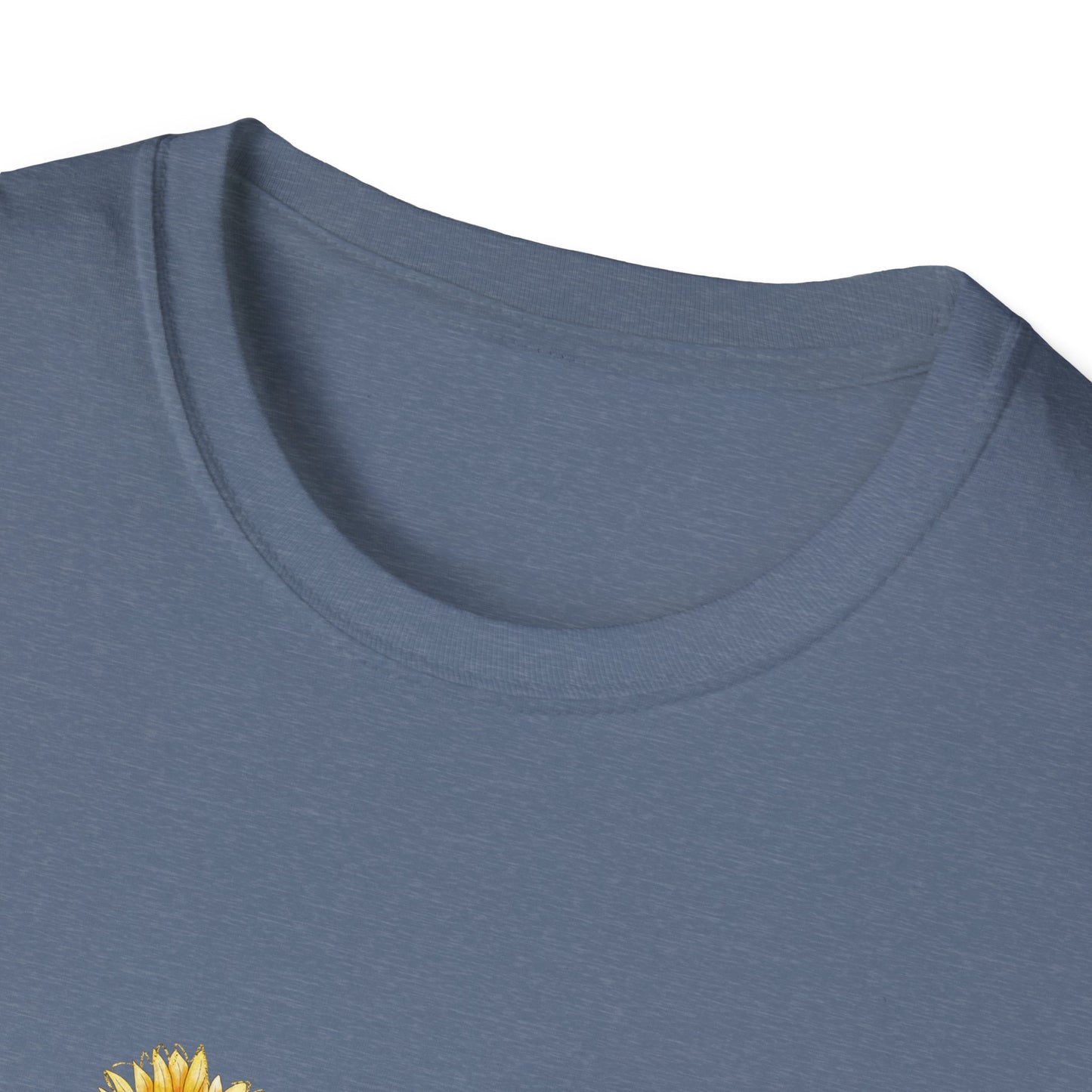 "Teaching is Work of Heart" Fall Teacher Unisex Softstyle T-Shirt - Pumpkin and Sunflower Design for Teachers