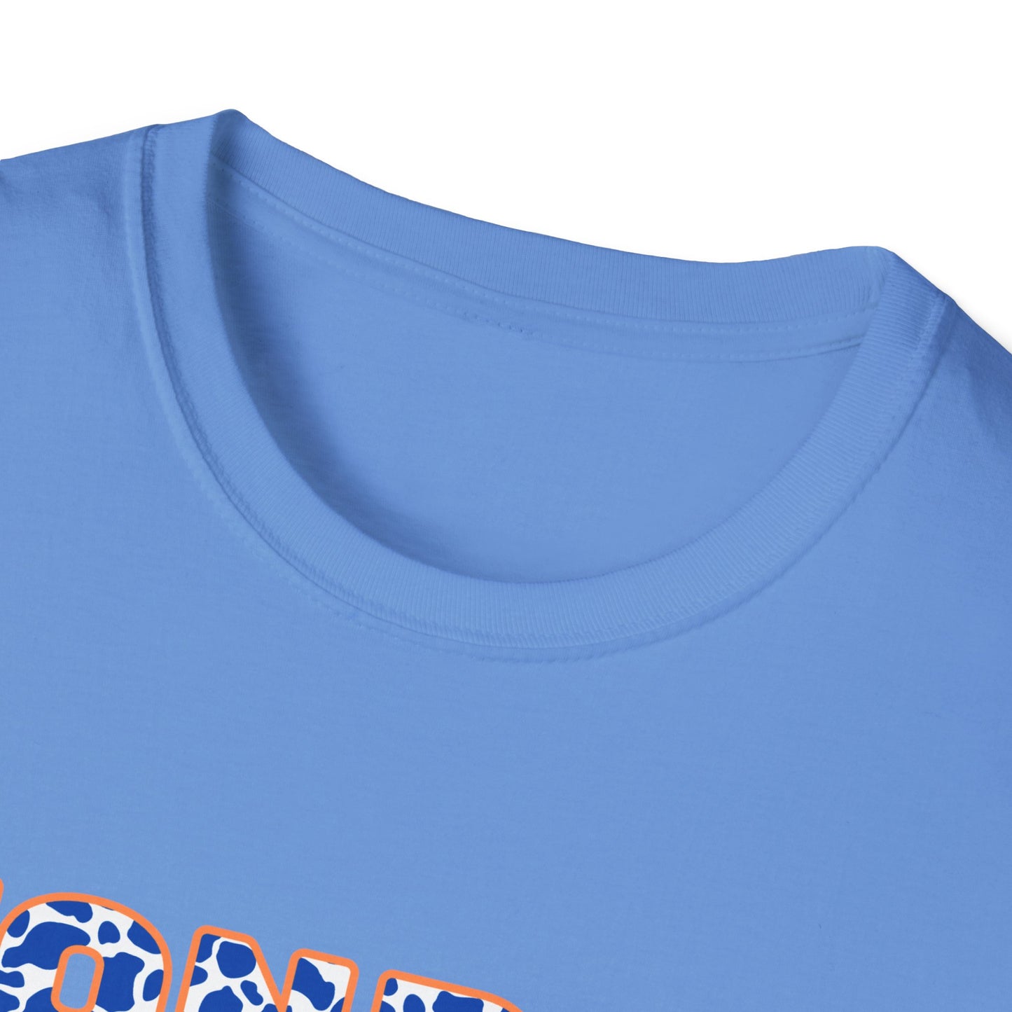 Monroe Graphic Blue Cow Print Unisex Softstyle T-Shirt - Casual Everyday Wear