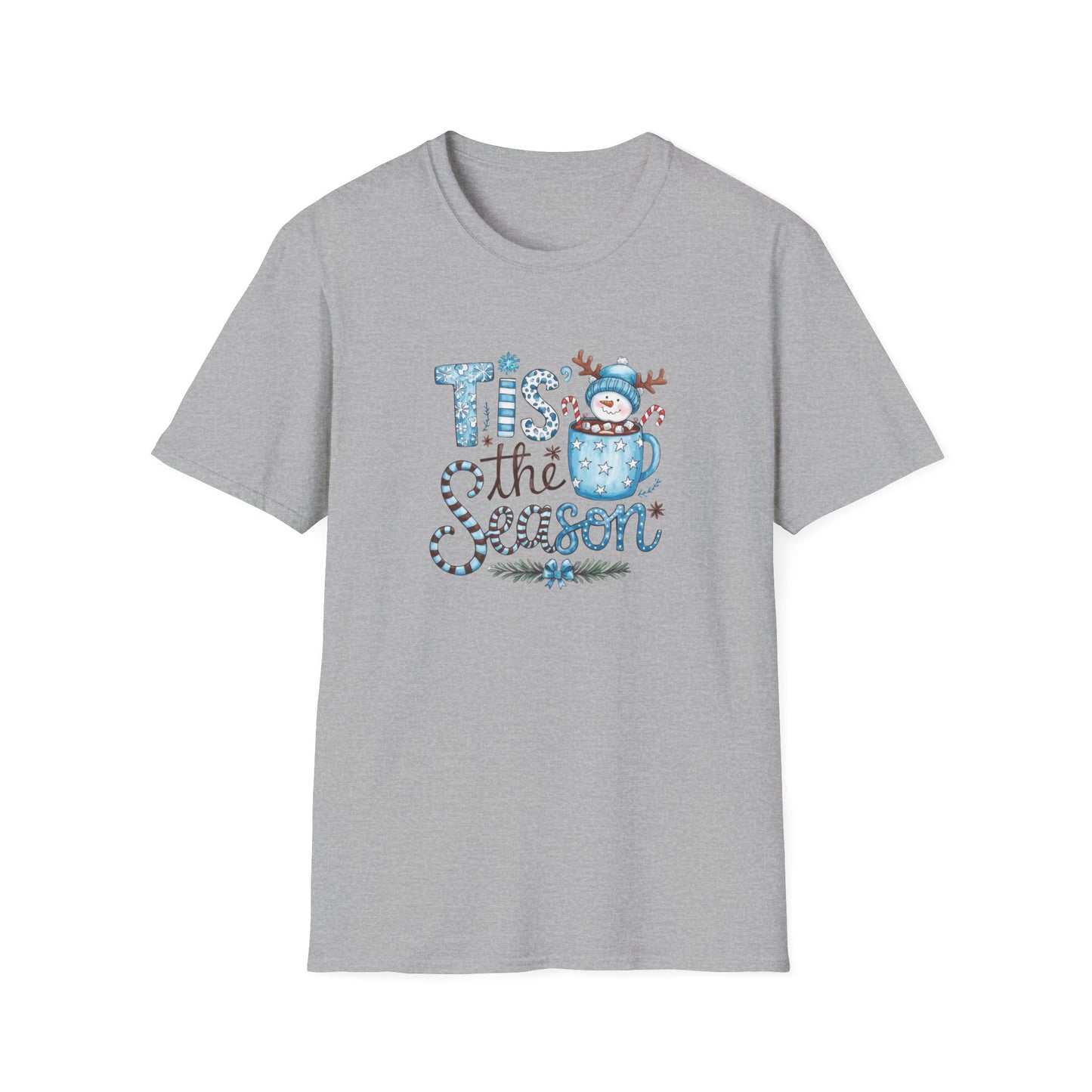 'Tis the Season Unisex Softstyle T-Shirt - Festive Holiday Tee with Snowman Design