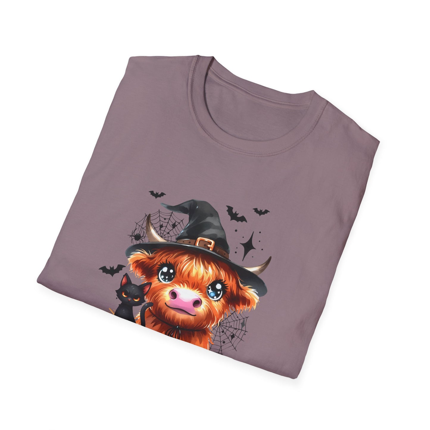 Halloween Cow Graphic T-Shirt - "We're Out at Midnight" - Unisex Softstyle Tee
