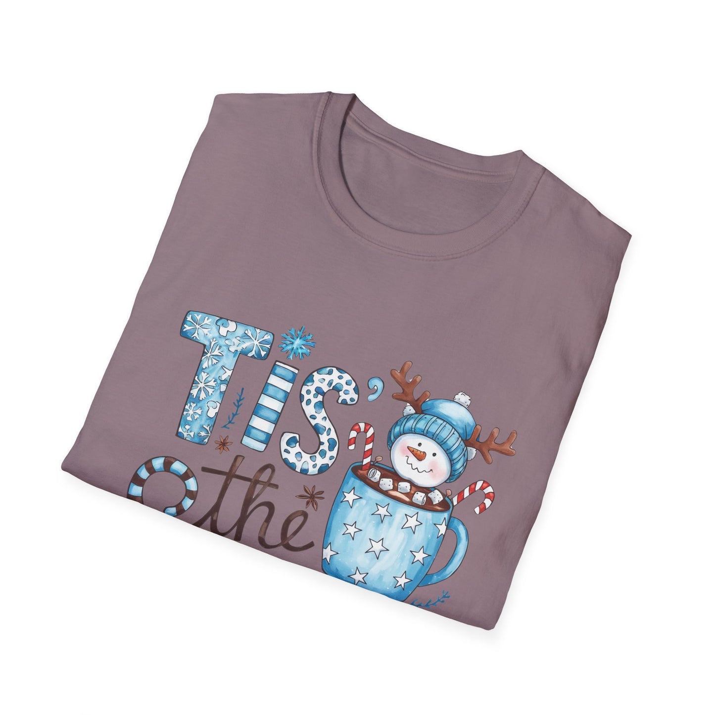 'Tis the Season Unisex Softstyle T-Shirt - Festive Holiday Tee with Snowman Design