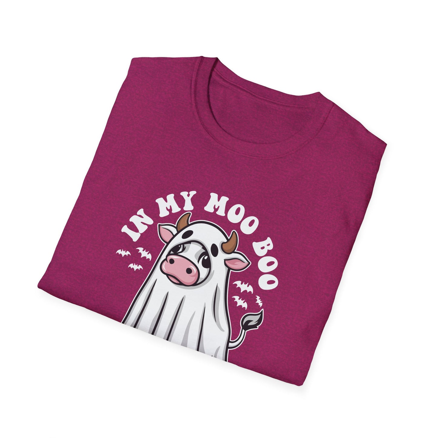 Funny Cow Ghost Unisex Softstyle T-Shirt for Halloween "In My Moo Boo Era"
