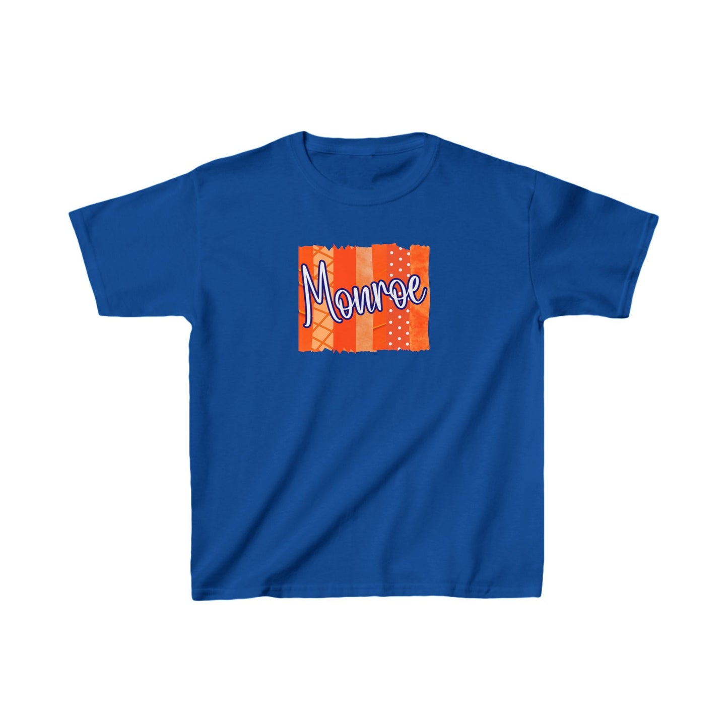 Kids Monroe Orange PatcHeavy Cotton™ Tee - Fun Orange Design for Birthday or Everyday Wear