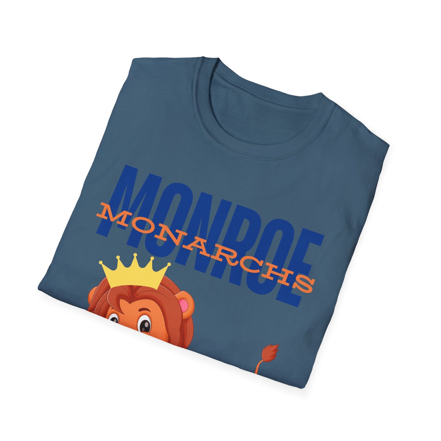 Monroe Monarchs Blue/Orange Jumping Lion Crown Design