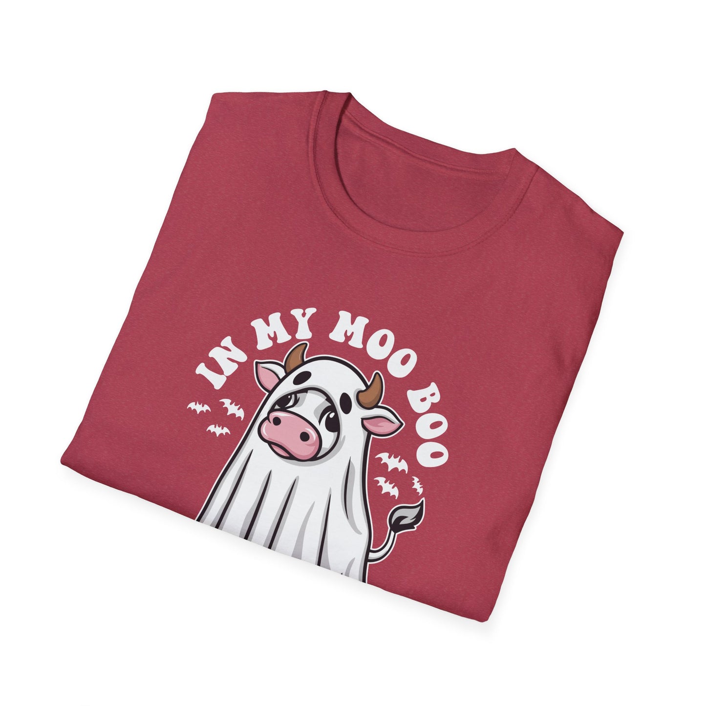 Funny Cow Ghost Unisex Softstyle T-Shirt for Halloween "In My Moo Boo Era"