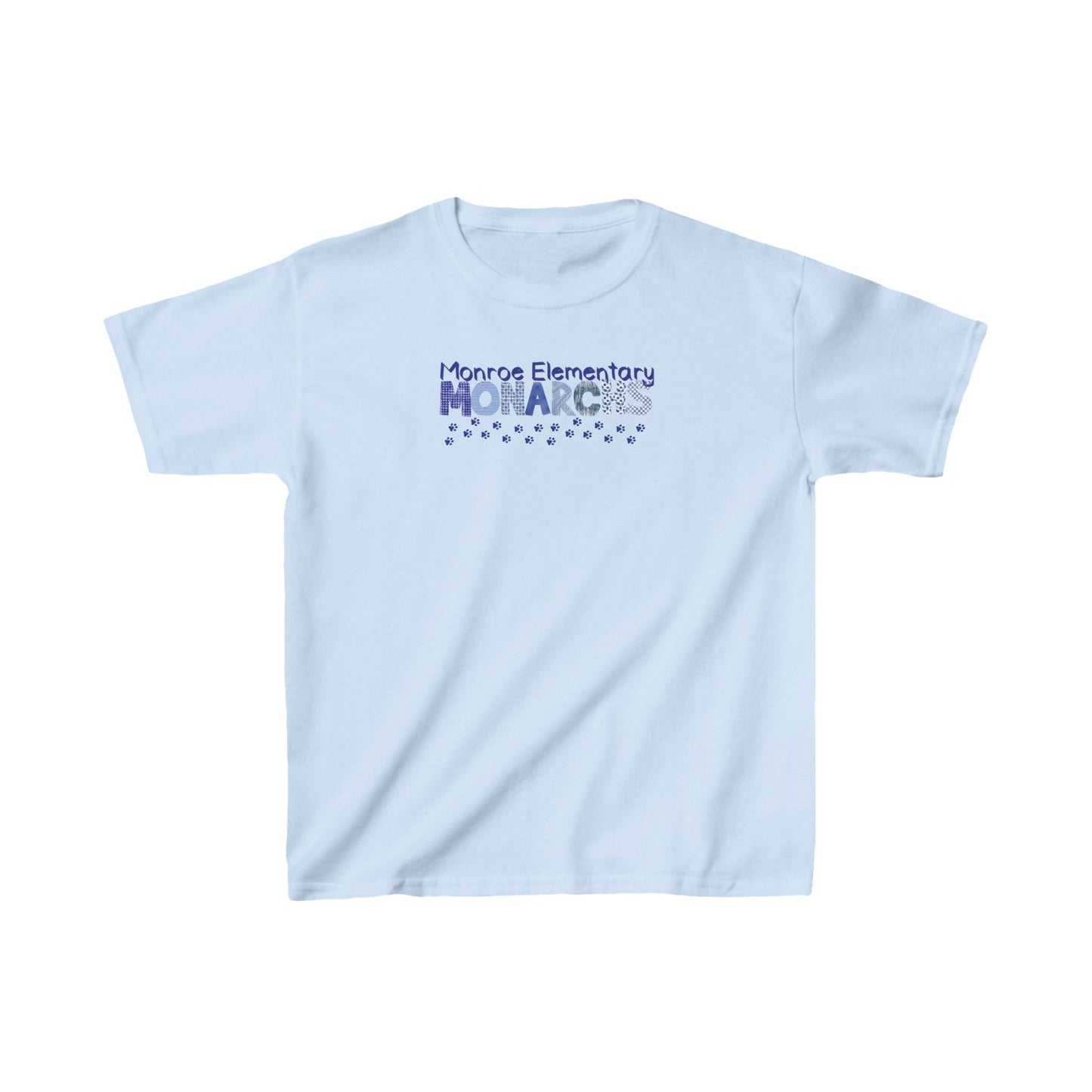 Kids Monroe Elementary Monarchs Blue Pattern Heavy Cotton™ Tee - School Spirit Shirt