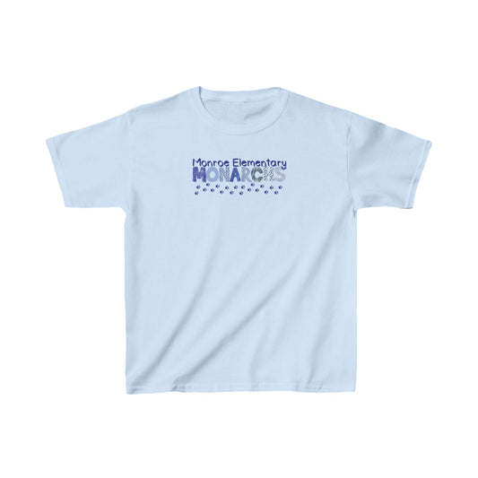 Kids Monroe Elementary Monarchs Blue Pattern Heavy Cotton™ Tee - School Spirit Shirt