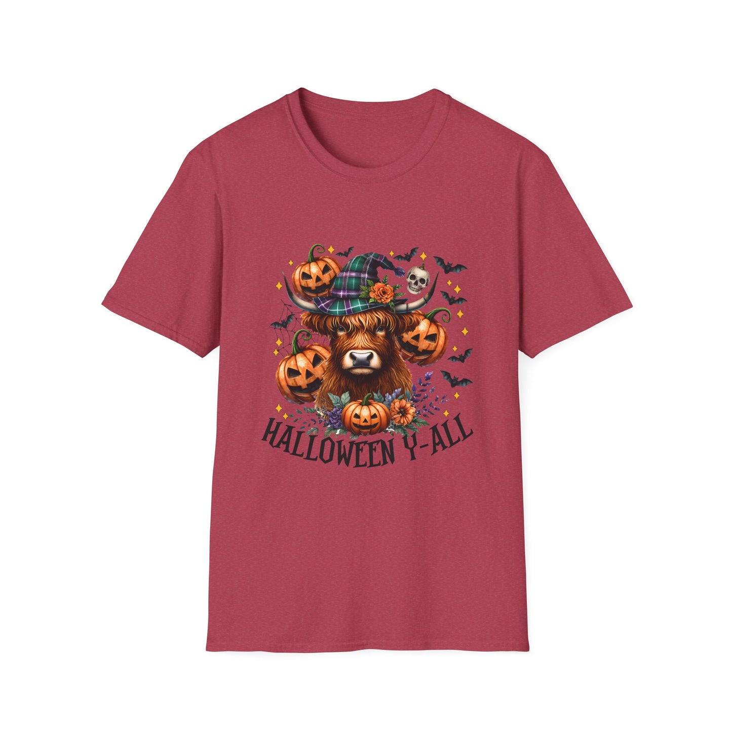 Halloween Cow Halloween Y'all Unisex Softstyle T-Shirt - Cute & Cozy for Fall Celebrations