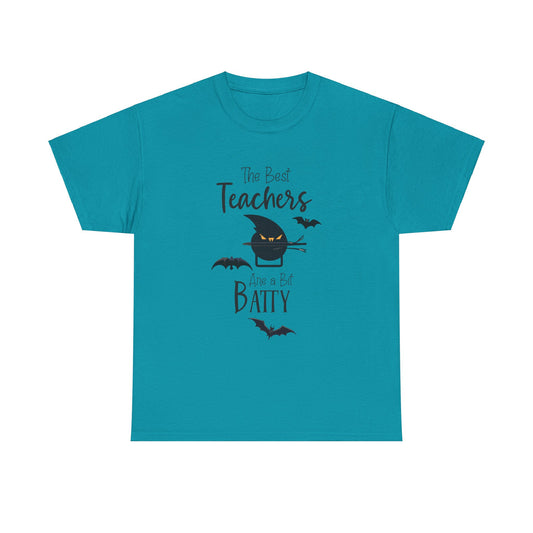 "The Best Teachers Are a Bit Batty" Unisex Heavy Cotton Tee - Fun Halloween School Teacher Shirt