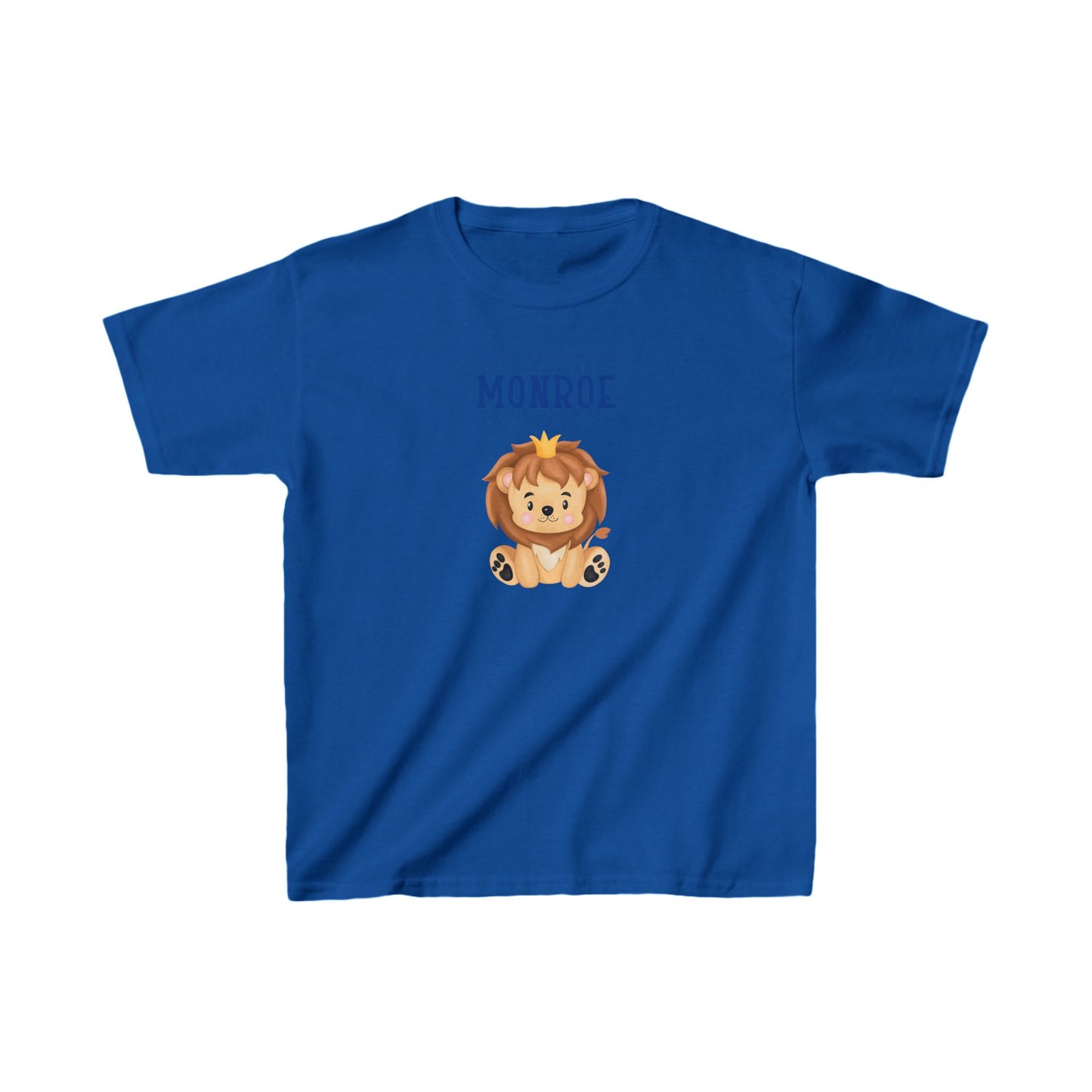 Kids Tee Lion Wearing Crown Triple Blue Monroe