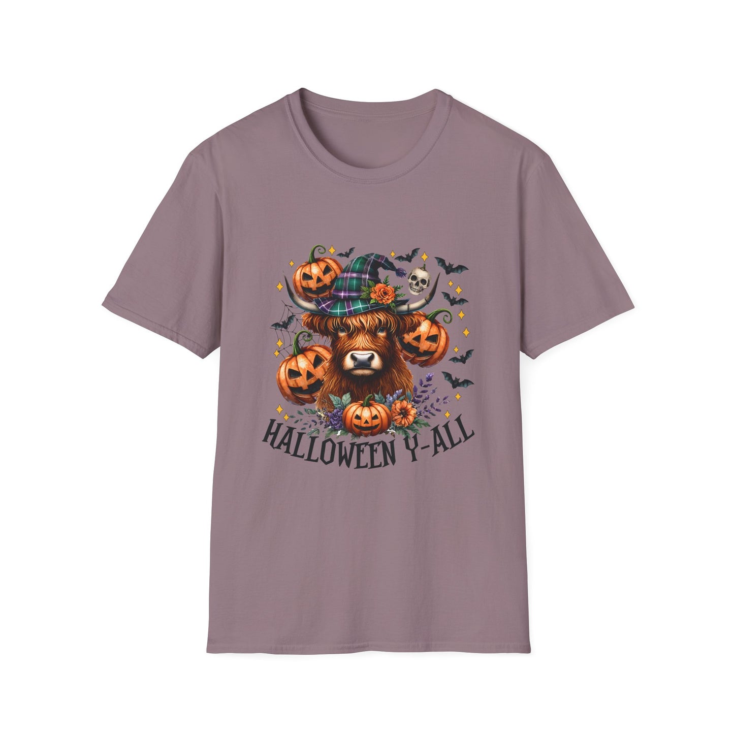 Halloween Cow Halloween Y'all Unisex Softstyle T-Shirt - Cute & Cozy for Fall Celebrations