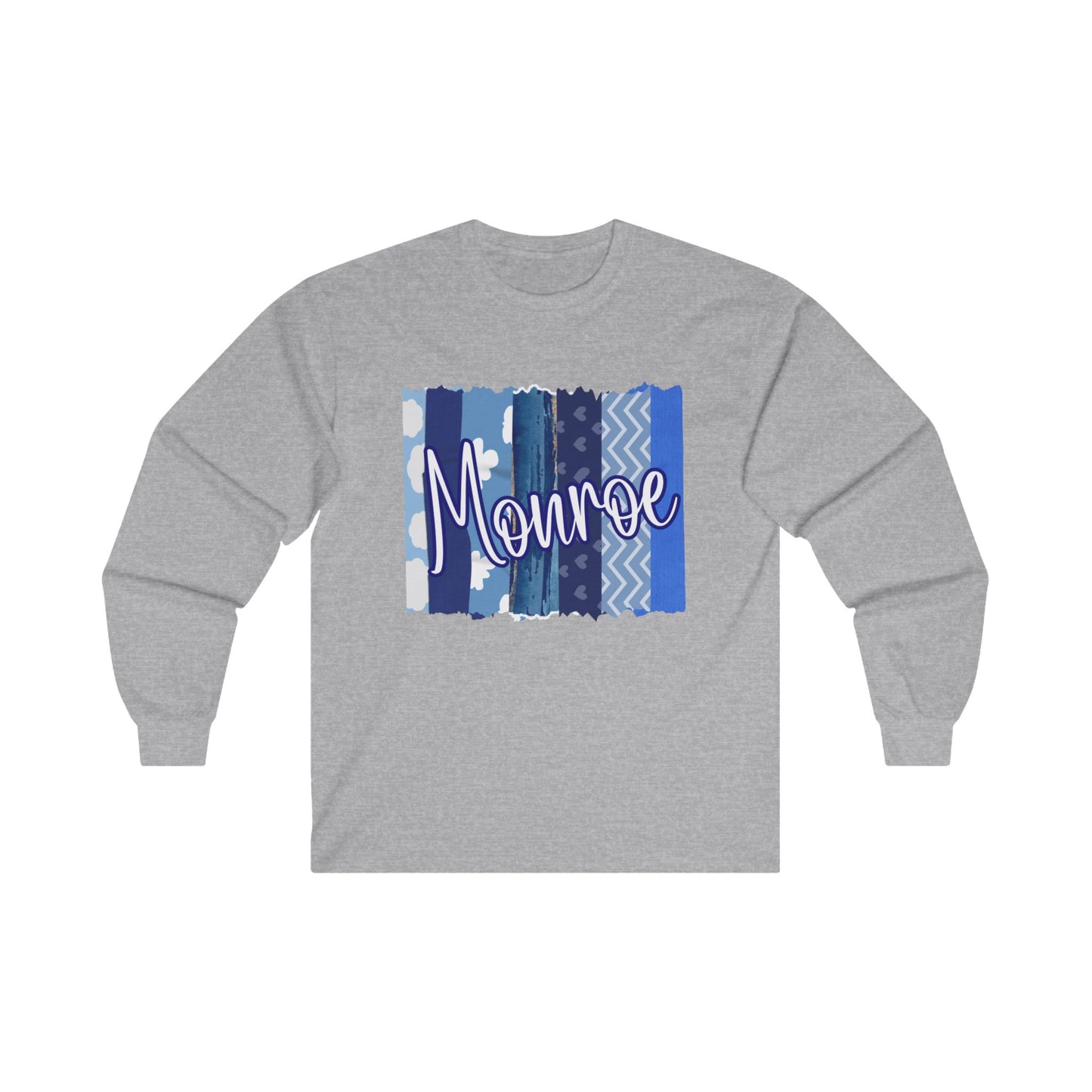 Monroe Patchwork Long Sleeve Tee - Stylish Unisex Cotton Shirt for Casual Wear