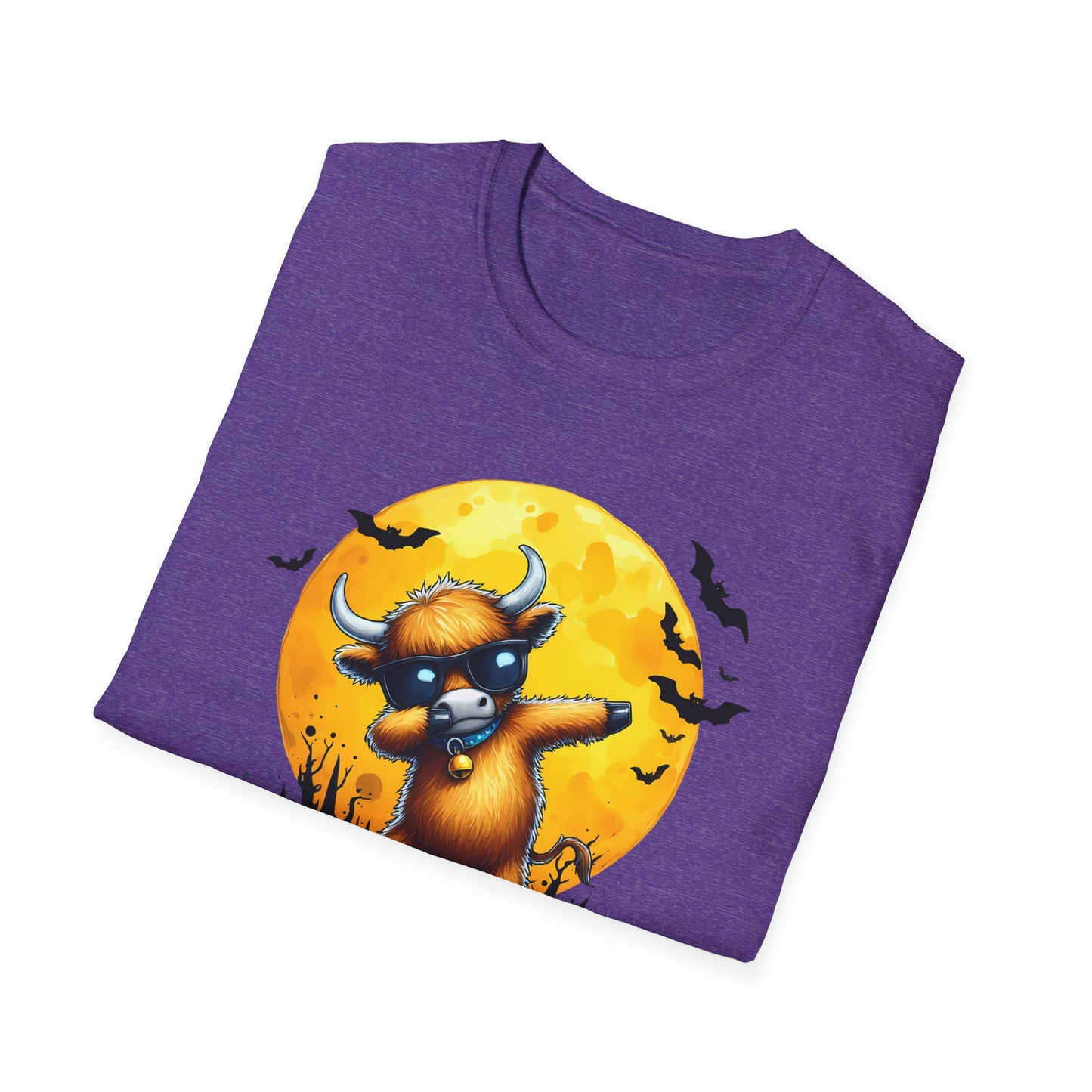 Dabbing Funny Halloween Cow T-Shirt - Unisex Softstyle Tee for Spooky Season