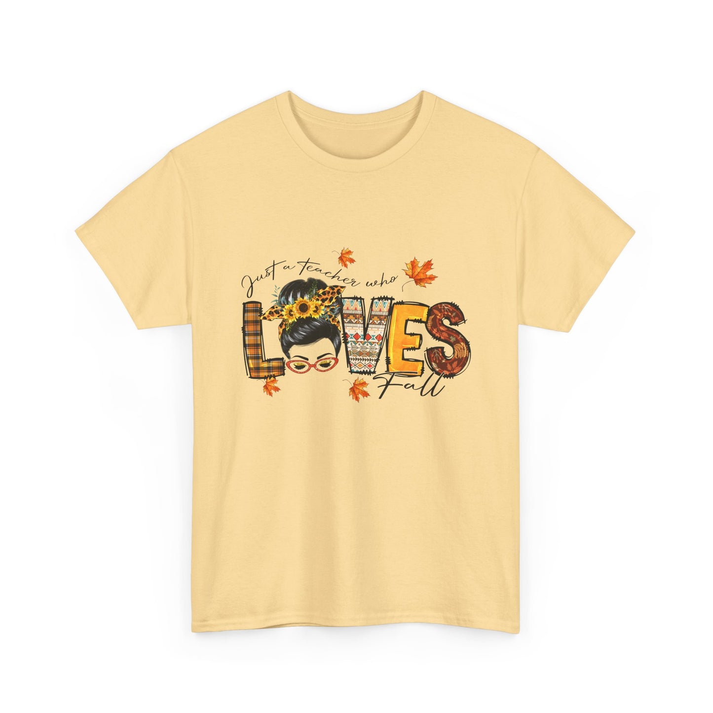 Fall Vibes Unisex Heavy Cotton Tee - 'Loves Fall' Floral Design