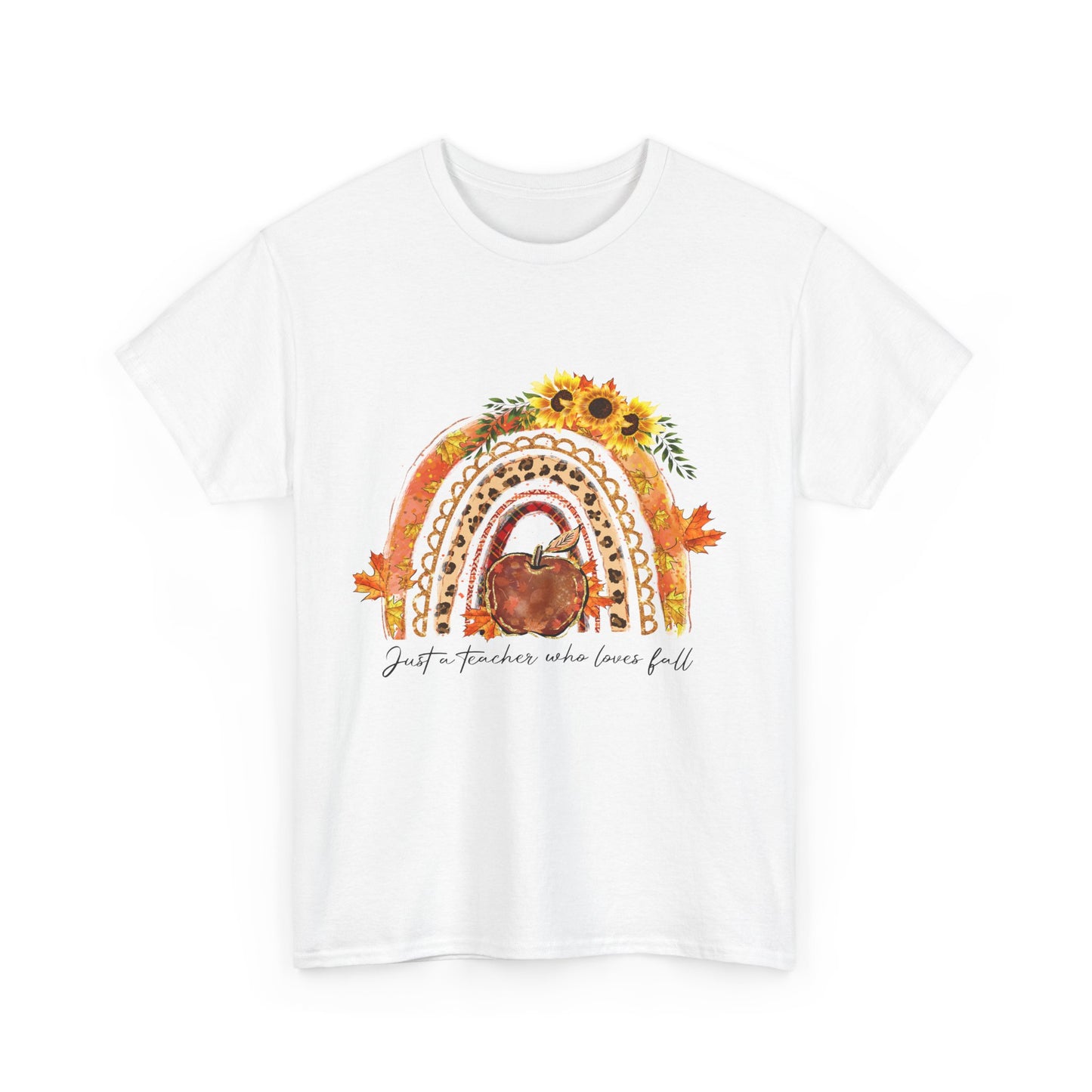 Fall Vibes Unisex Heavy Cotton Tee - 'Just a Teacher Who Loves Fall'