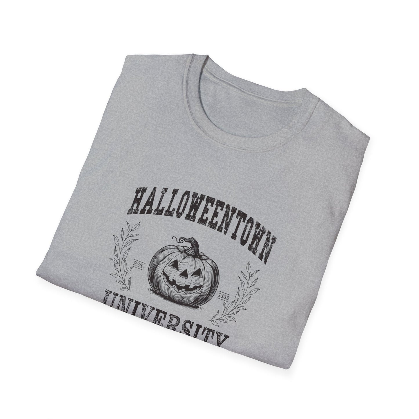 Halloween University Pumpkin Graphic T-Shirt for Fall Celebrations