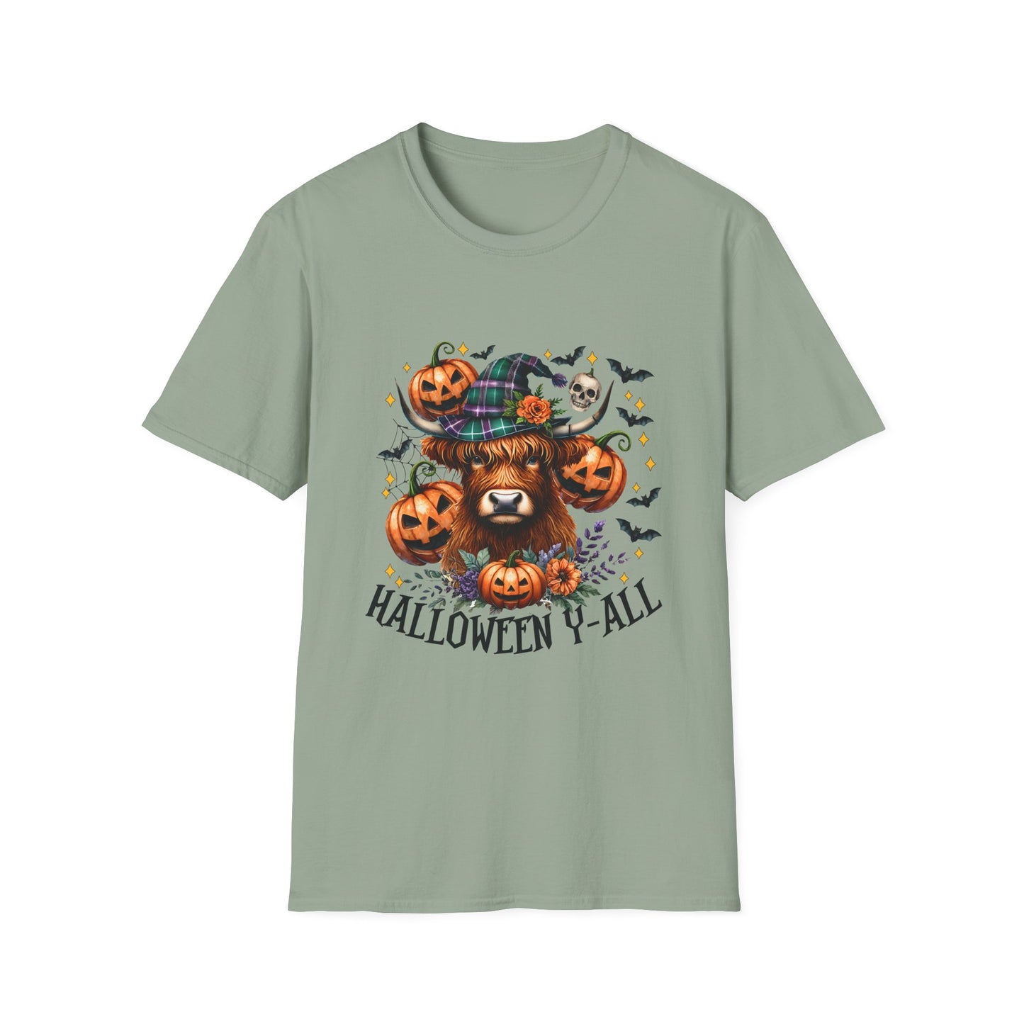 Halloween Cow Halloween Y'all Unisex Softstyle T-Shirt - Cute & Cozy for Fall Celebrations