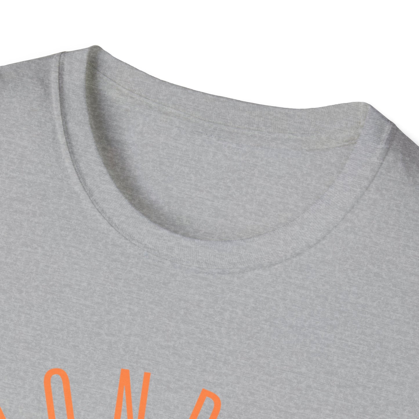 Monroe Monarchs (Orange Lettering) with Cute Grinning Lion Adult Unisex Softstyle T-Shirt