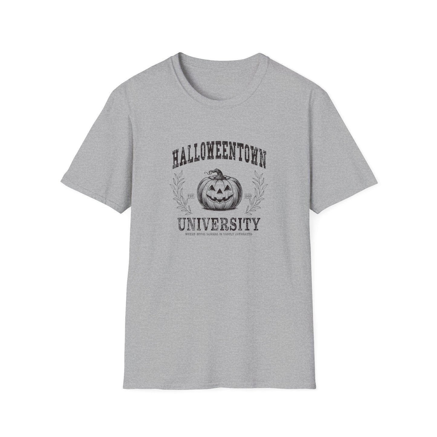 Halloween University Pumpkin Graphic T-Shirt for Fall Celebrations