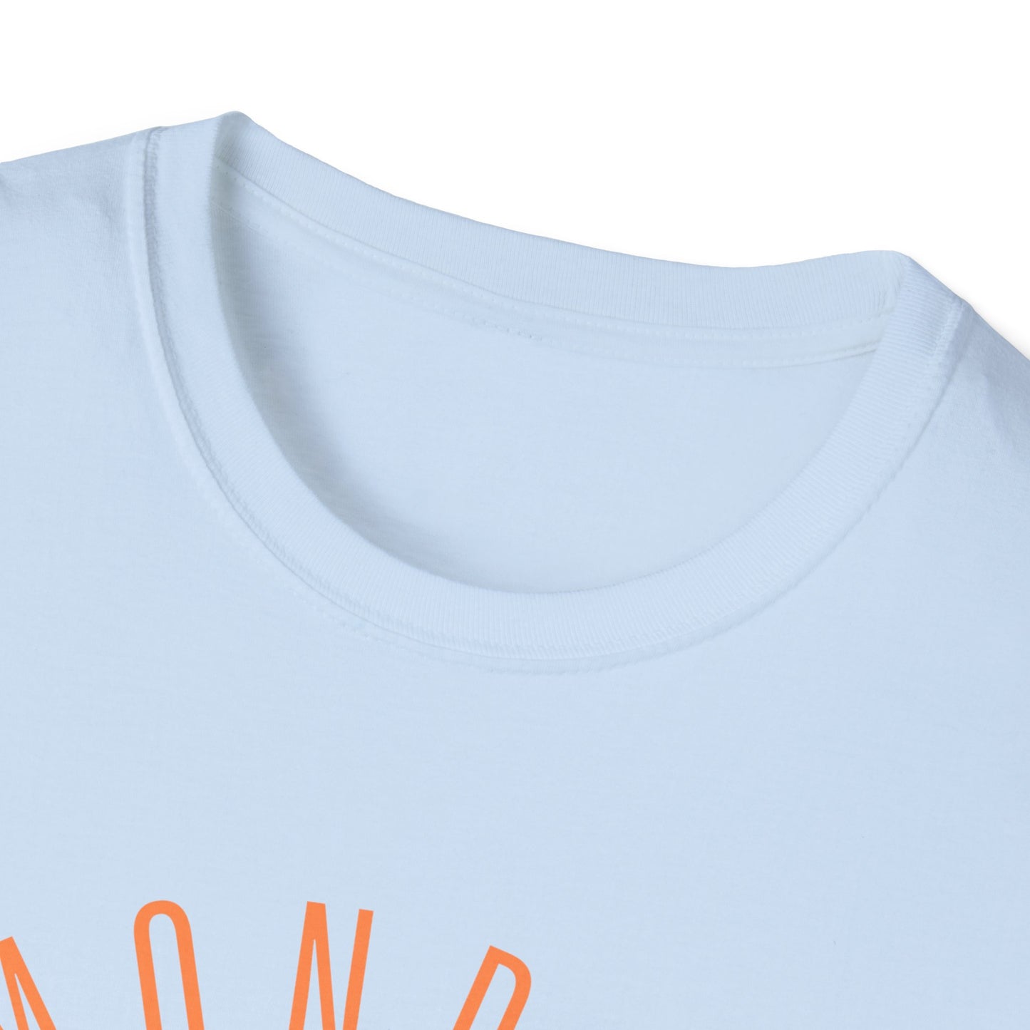Monroe Monarchs (Orange Lettering) with Cute Grinning Lion Adult Unisex Softstyle T-Shirt