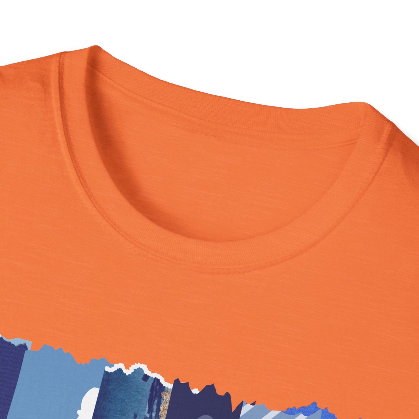 Monroe Blue Patchwork Unisex Softstyle T-Shirt - Perfect for Casual Wear & Gift Giving