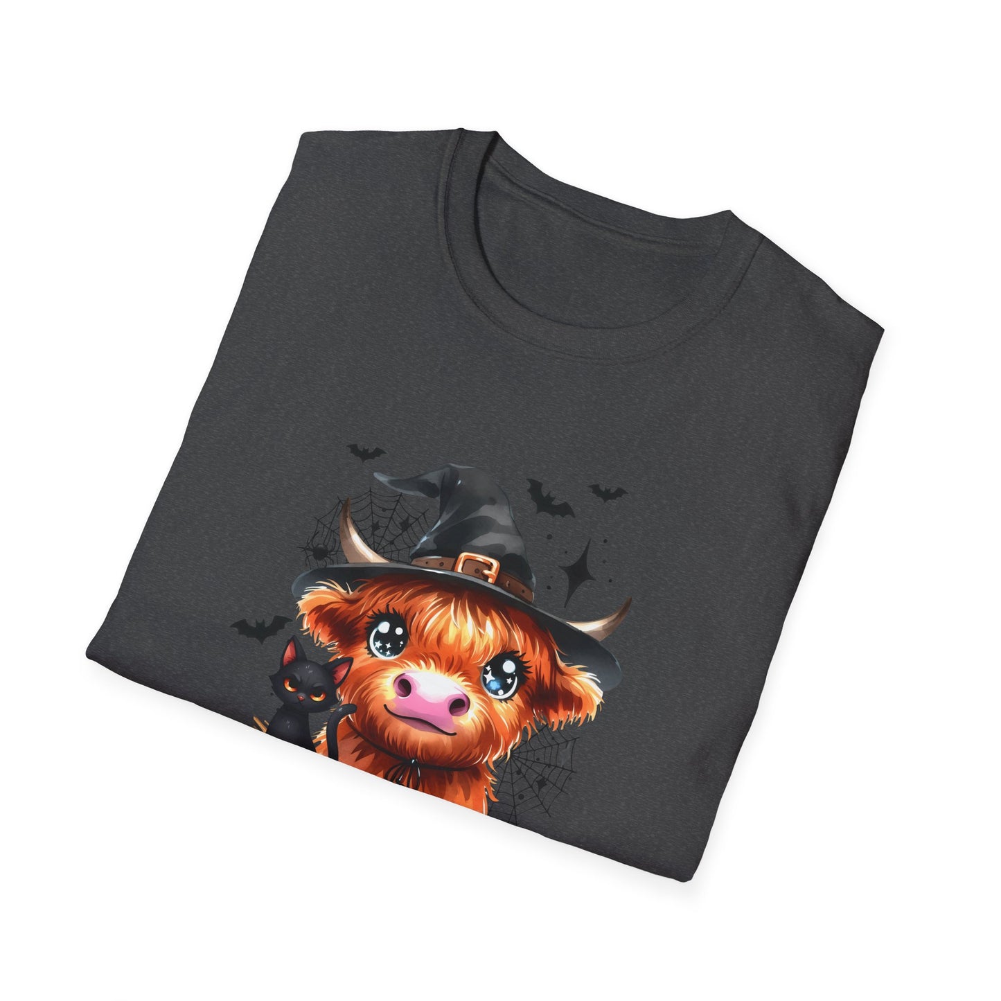 Halloween Cow Graphic T-Shirt - "We're Out at Midnight" - Unisex Softstyle Tee