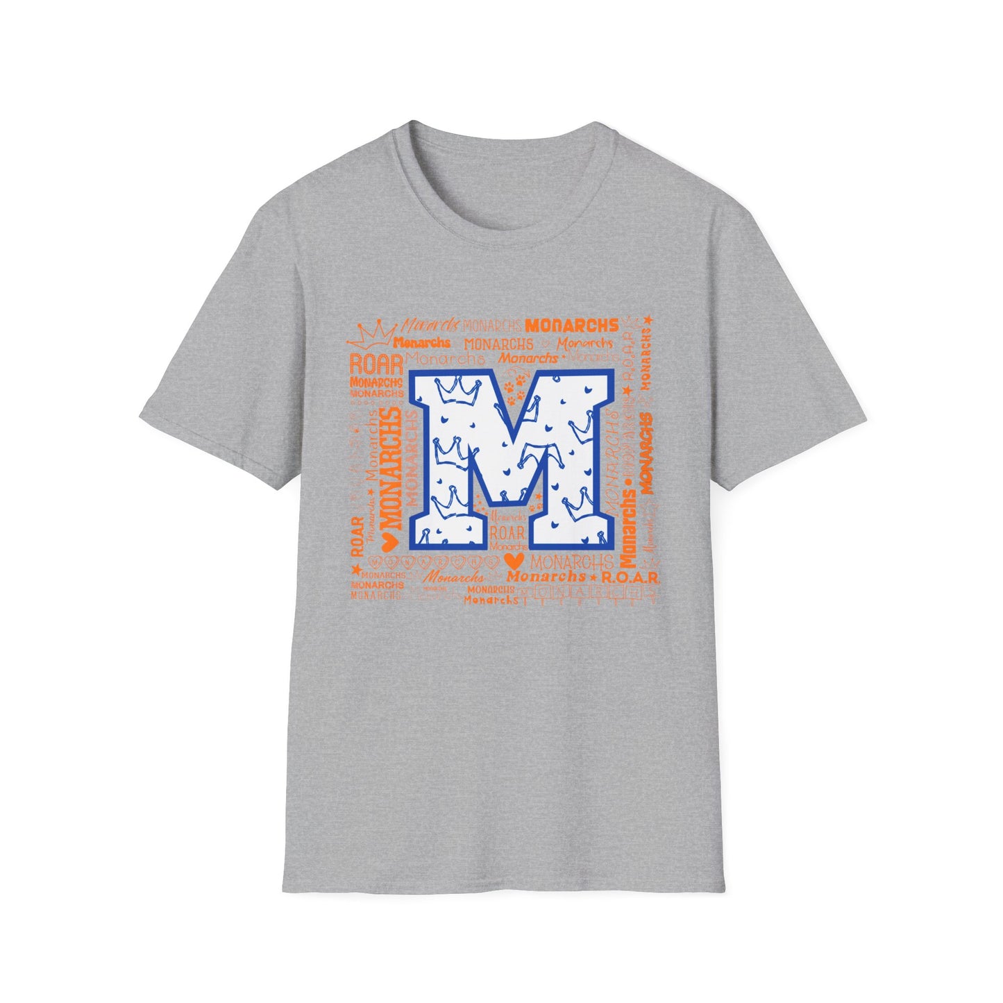 Blue M Crown Monarchs ROAR Unisex Softstyle T-Shirt - School Spirit Tee