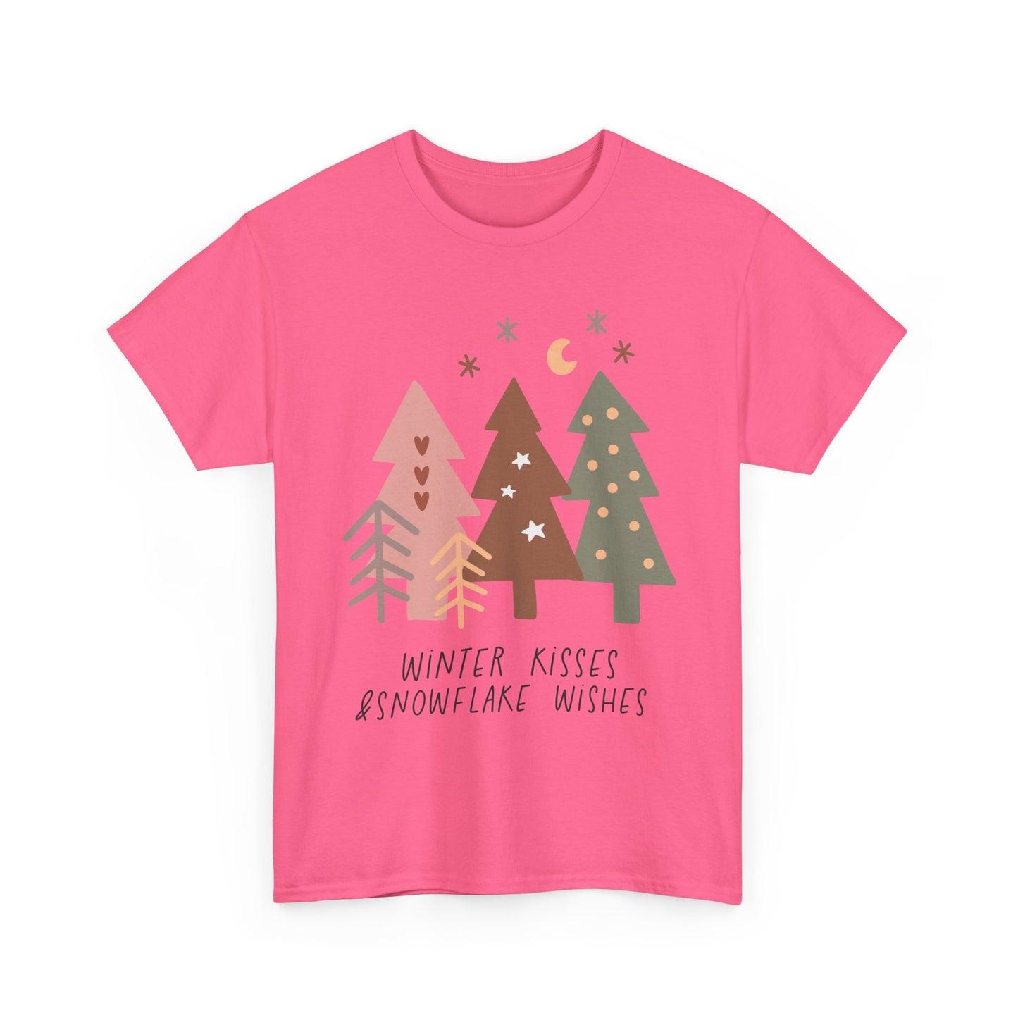 Winter Kisses & Snowflake Wishes Boho Winter Holiday Unisex Heavy Cotton Tee