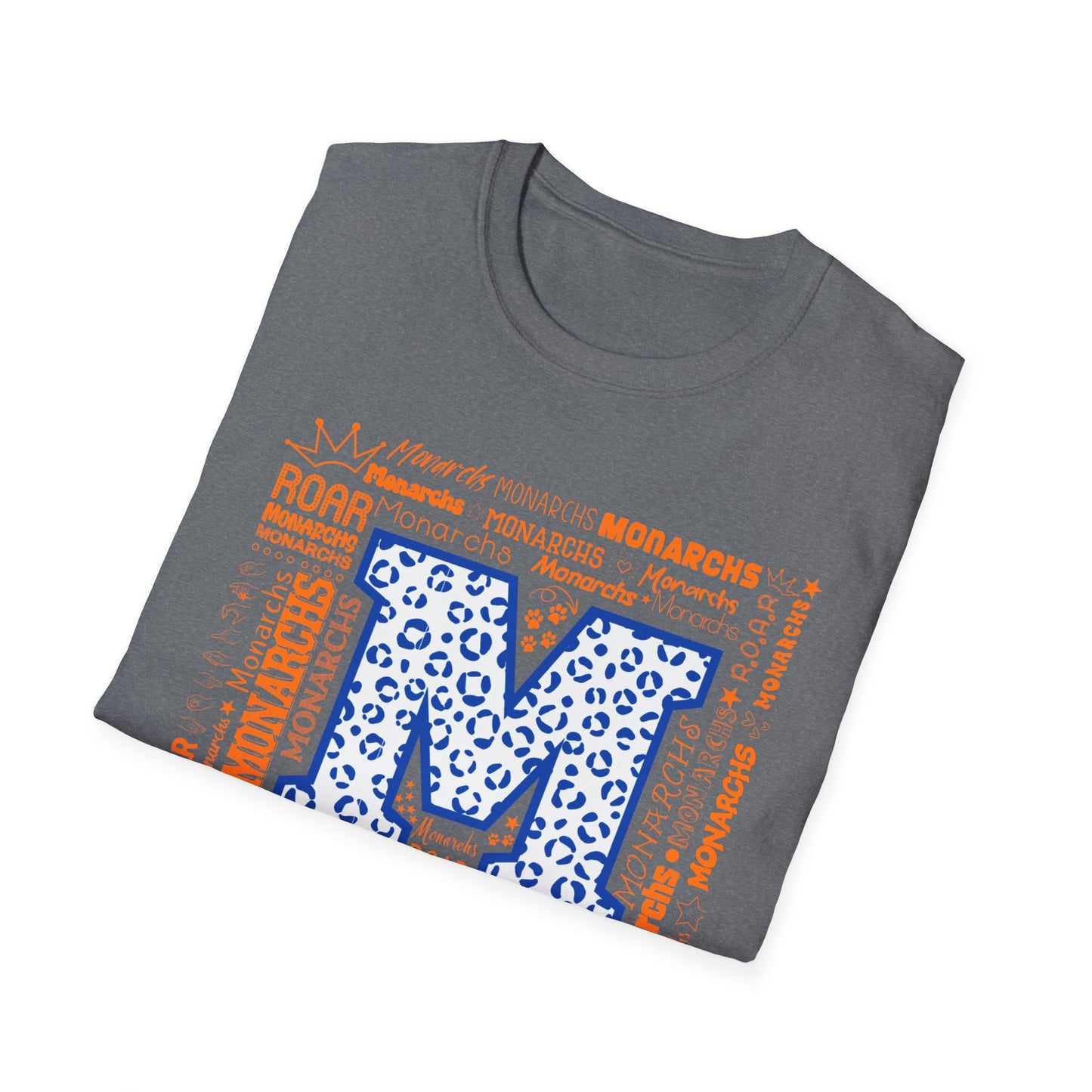 Blue Leopard M Monarchs Roar Unisex Softstyle T-Shirt - Fun Leopard Print Design