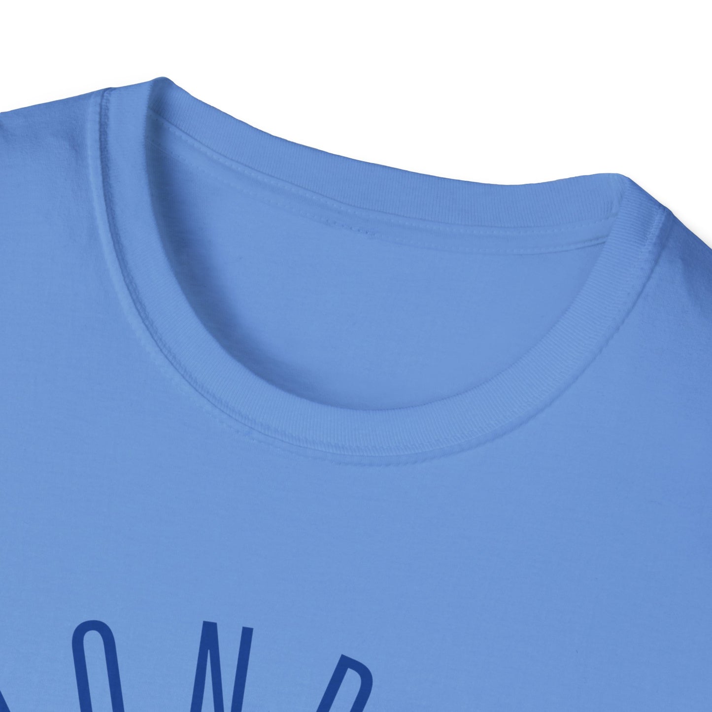 Monroe Monarchs in Blue Lettering with Cute Grinning Lion Adult T-Shirt - Fun & Stylish School Spirit Wear