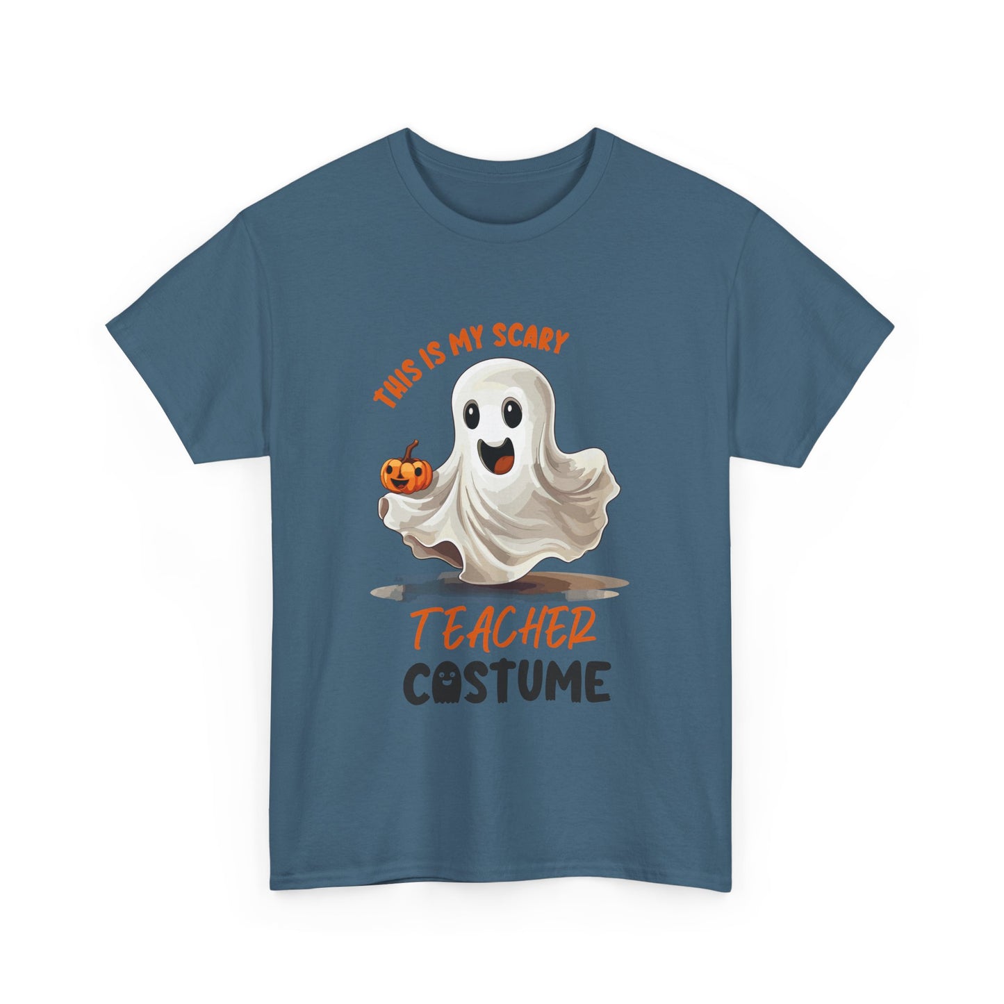 Funny Ghost Teacher Costume Tee | Unisex Heavy Cotton Shirt for School Teacher