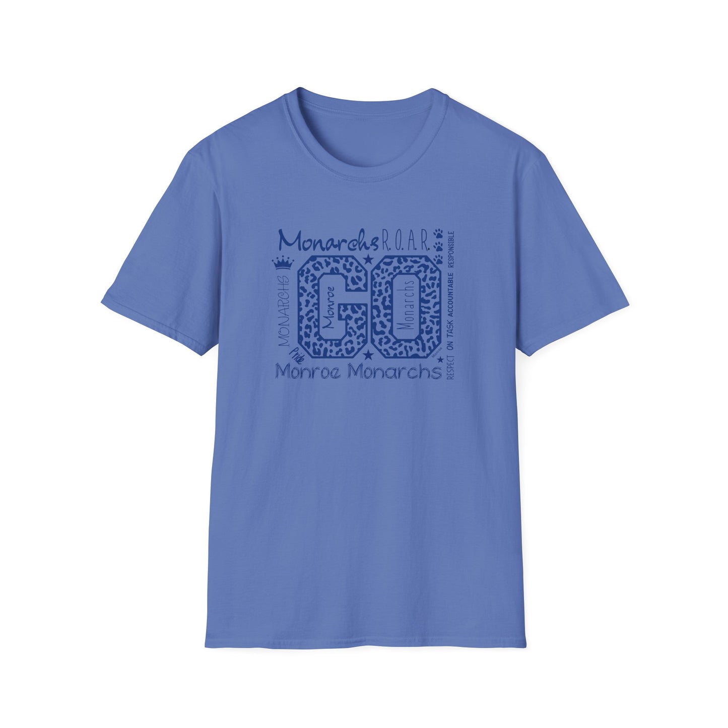 GO Monarchs Blue Leopard Print Unisex T-Shirt - School Spirit & Team Pride