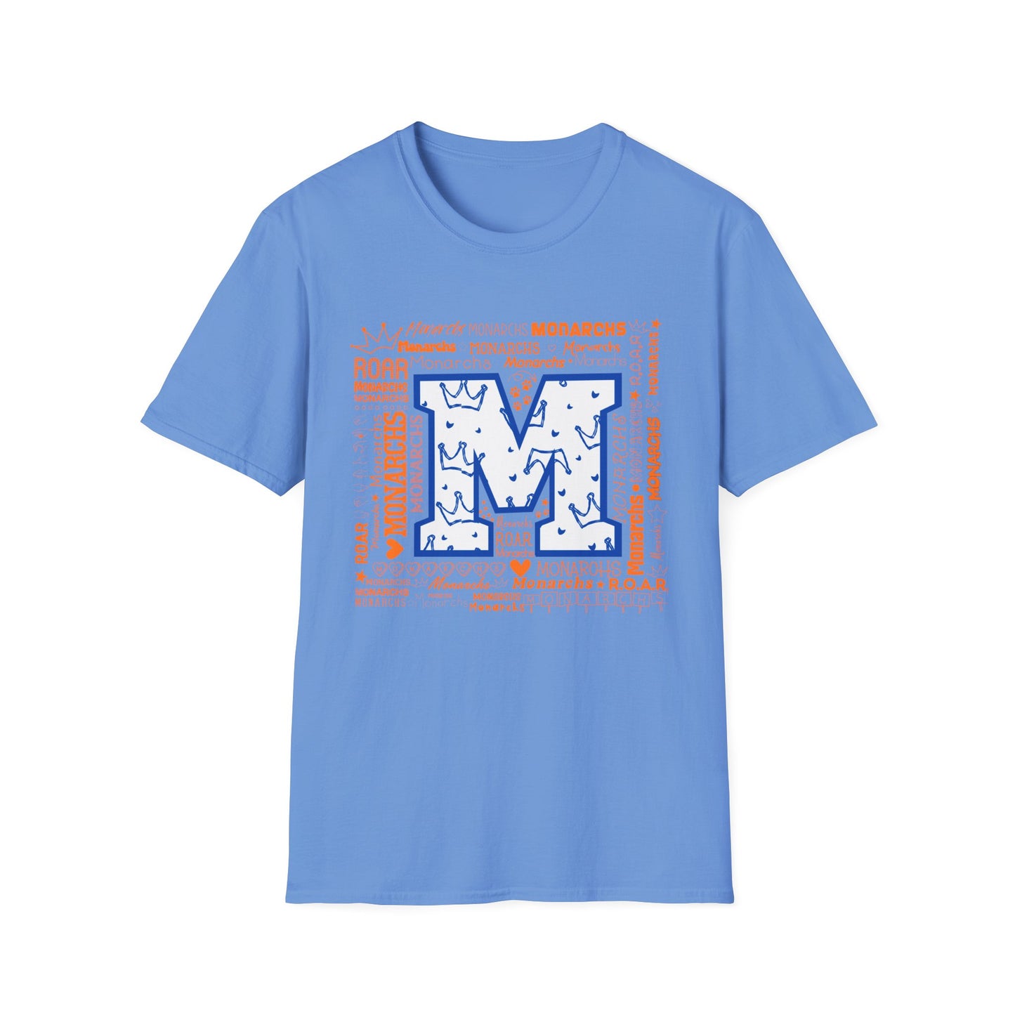 Blue M Crown Monarchs ROAR Unisex Softstyle T-Shirt - School Spirit Tee