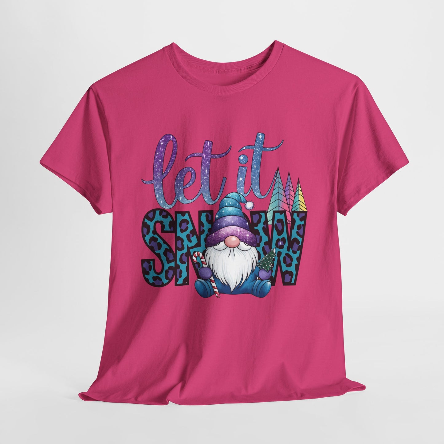 Let It Snow Unisex Heavy Cotton Tee - Fun Winter Holiday Gnome Design