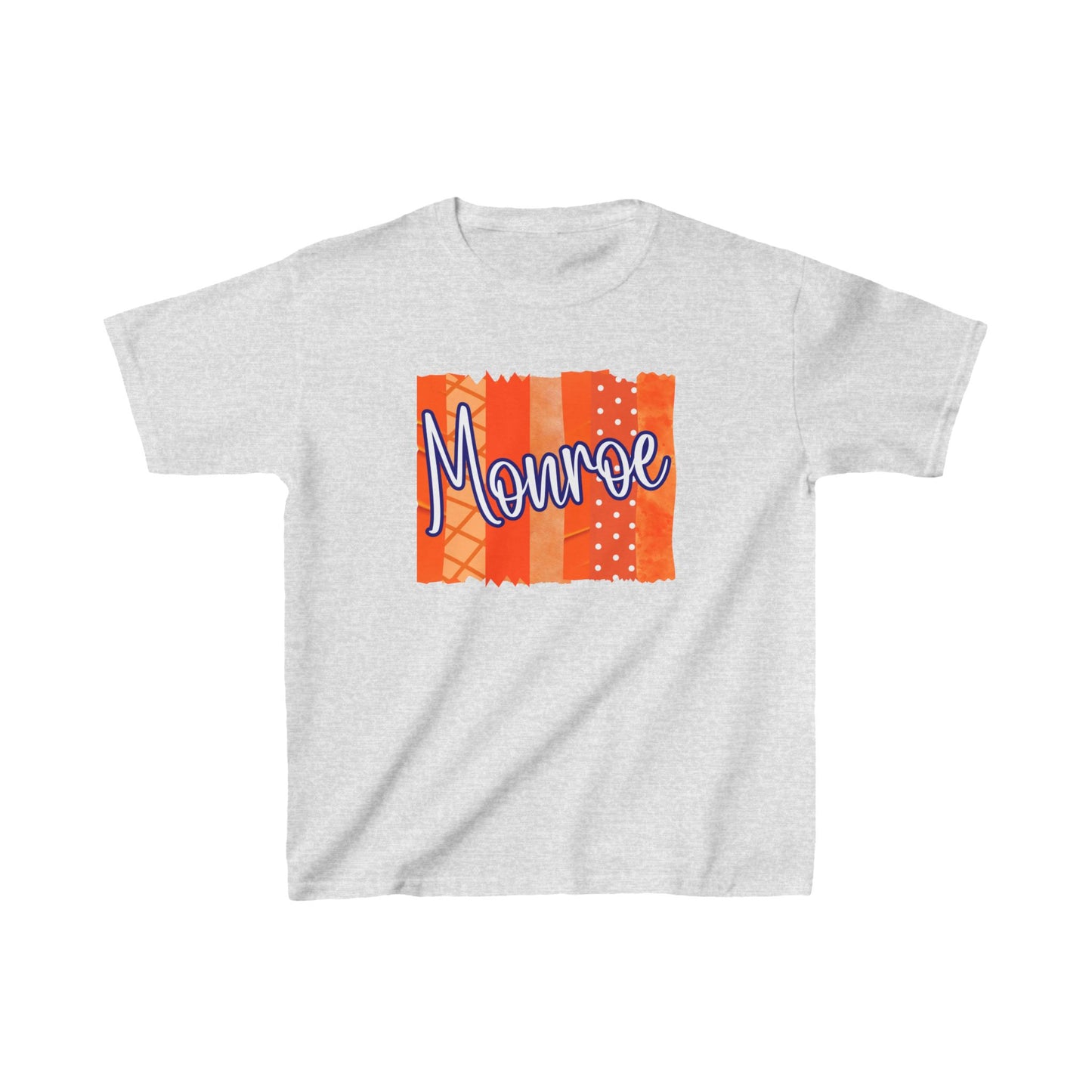Kids Monroe Orange PatcHeavy Cotton™ Tee - Fun Orange Design for Birthday or Everyday Wear