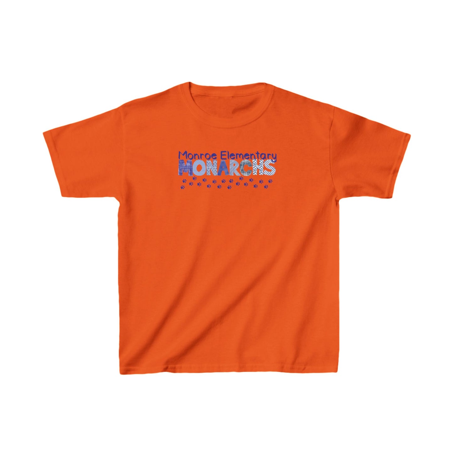 Kids Monroe Elementary Monarchs Blue Pattern Heavy Cotton™ Tee - School Spirit Shirt