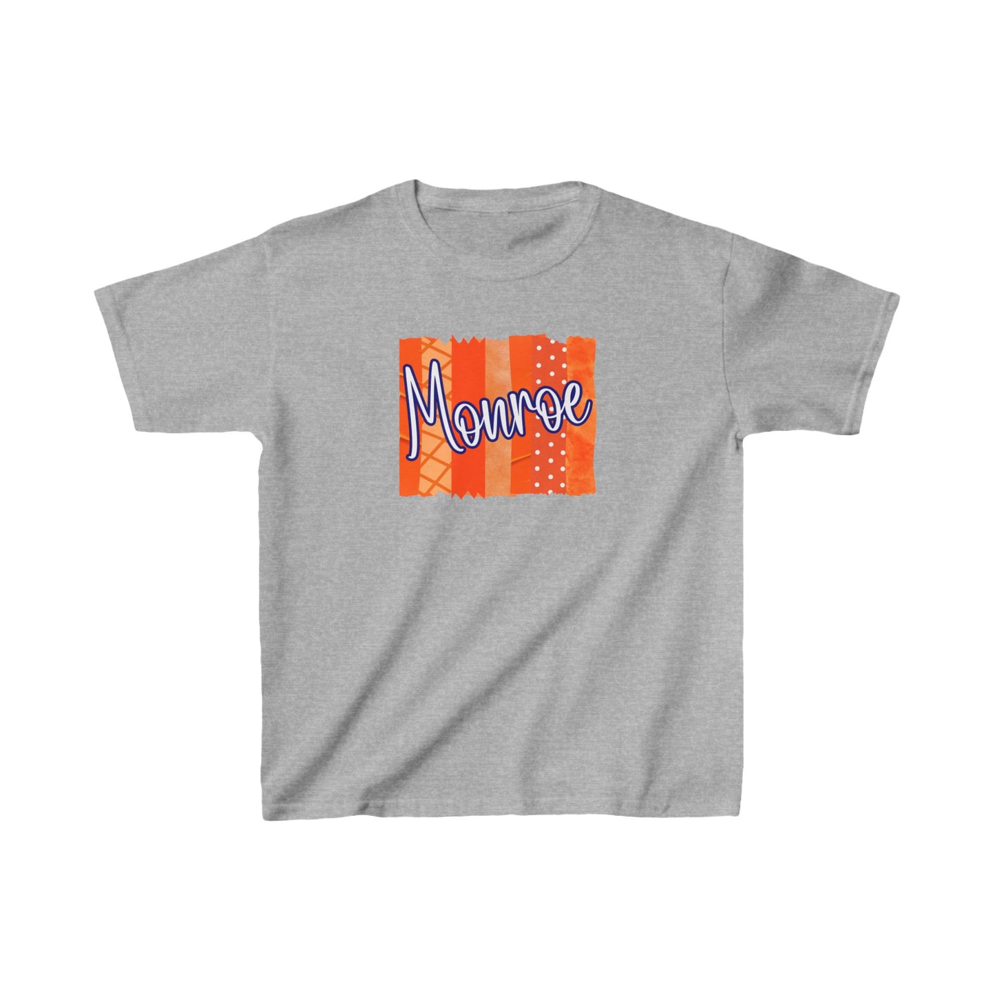 Kids Monroe Orange PatcHeavy Cotton™ Tee - Fun Orange Design for Birthday or Everyday Wear