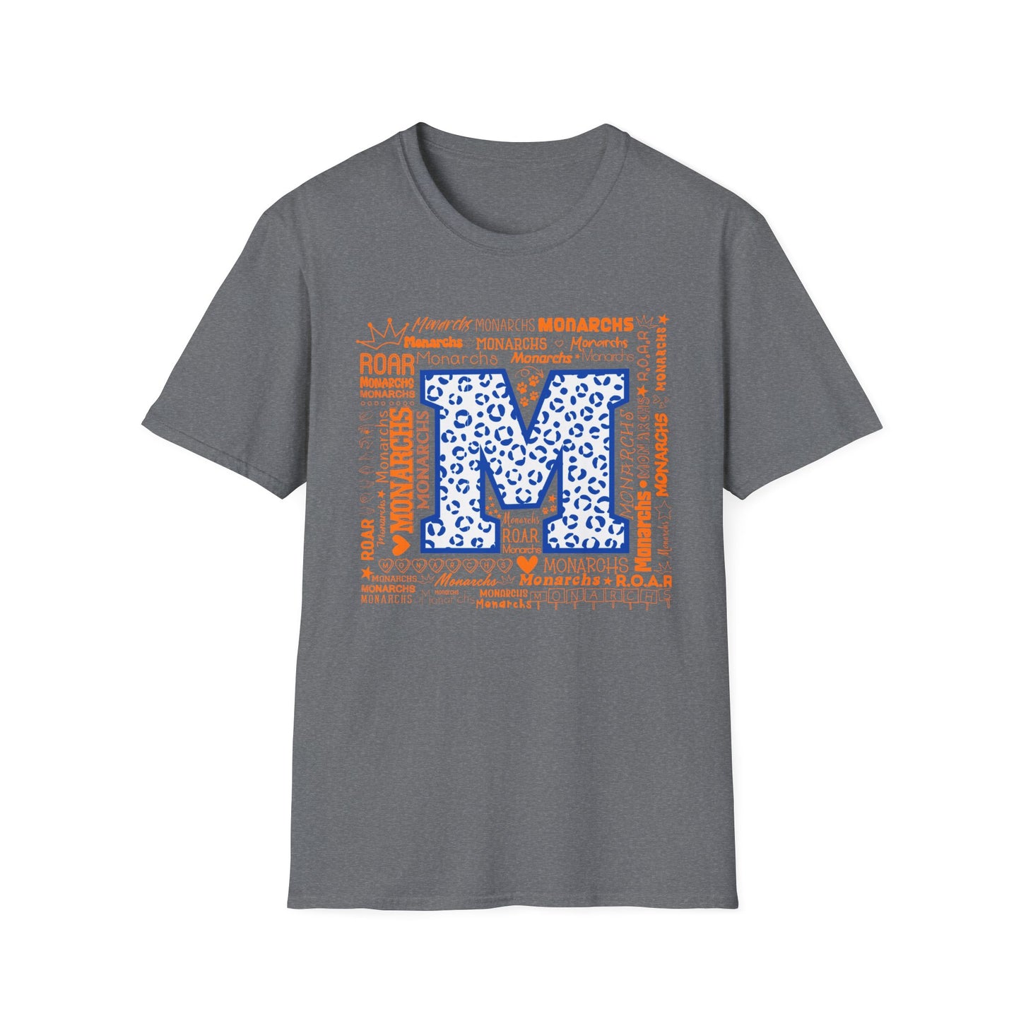 Blue Leopard M Monarchs Roar Unisex Softstyle T-Shirt - Fun Leopard Print Design