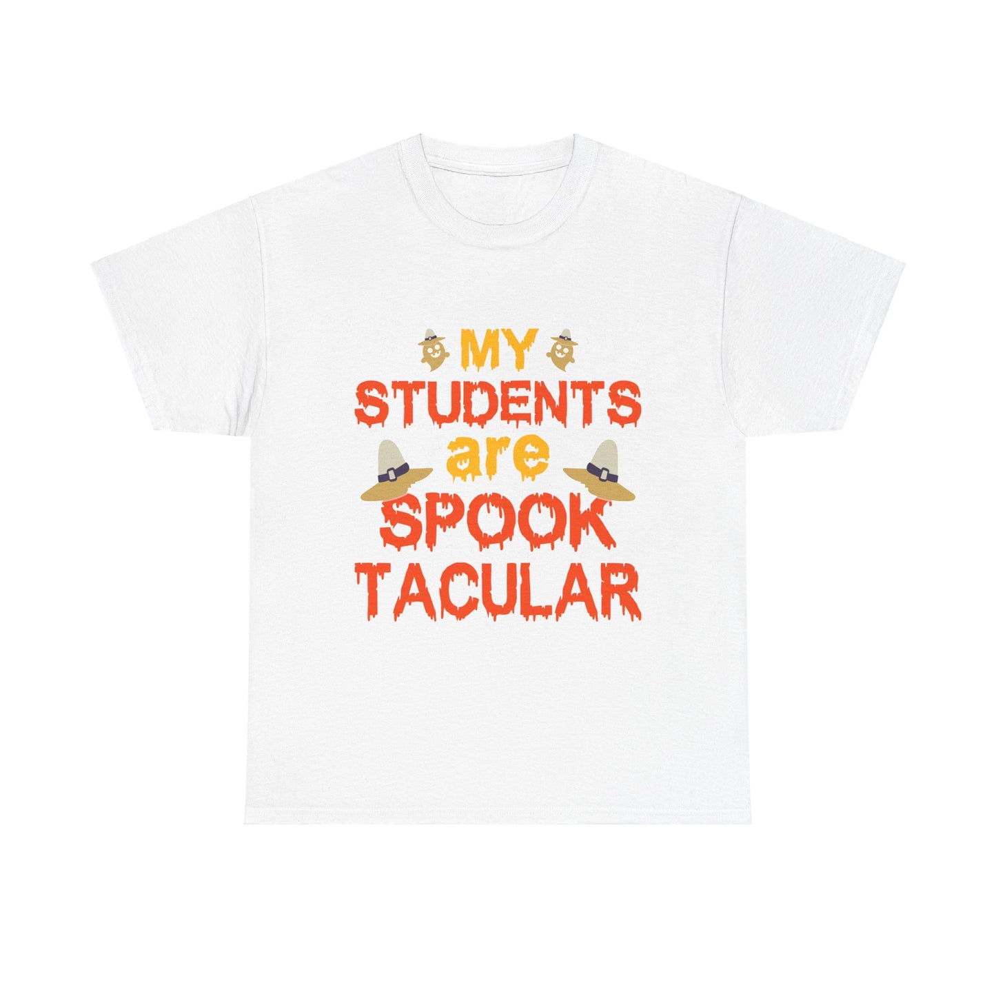 Halloween Teacher Tee - 'My Students are Spooktacular' Unisex Heavy Cotton Halloween School Teacher T-Shirt