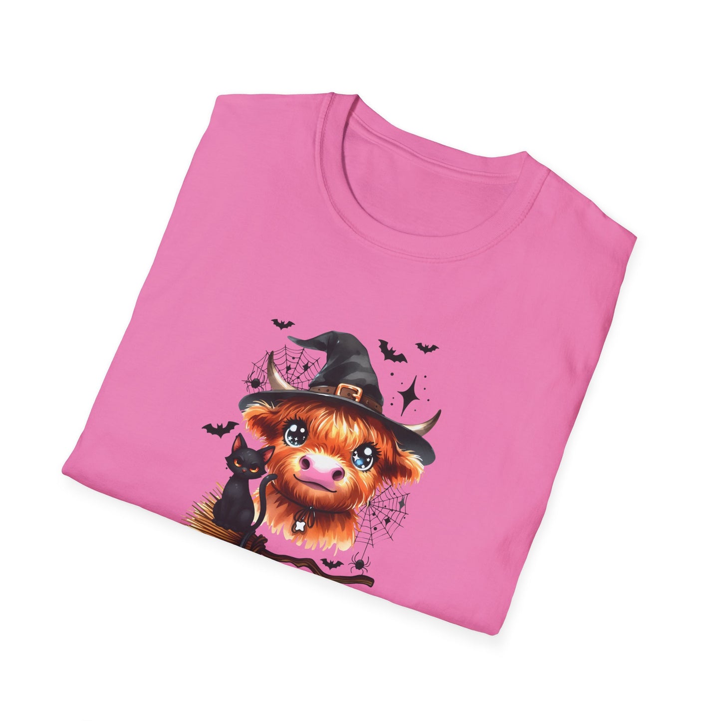 Halloween Cow Graphic T-Shirt - "We're Out at Midnight" - Unisex Softstyle Tee
