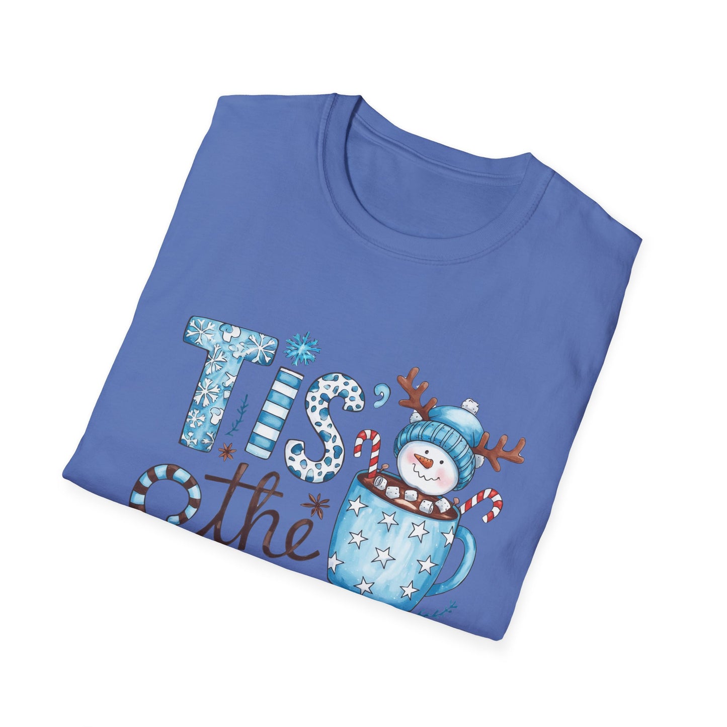 'Tis the Season Unisex Softstyle T-Shirt - Festive Holiday Tee with Snowman Design