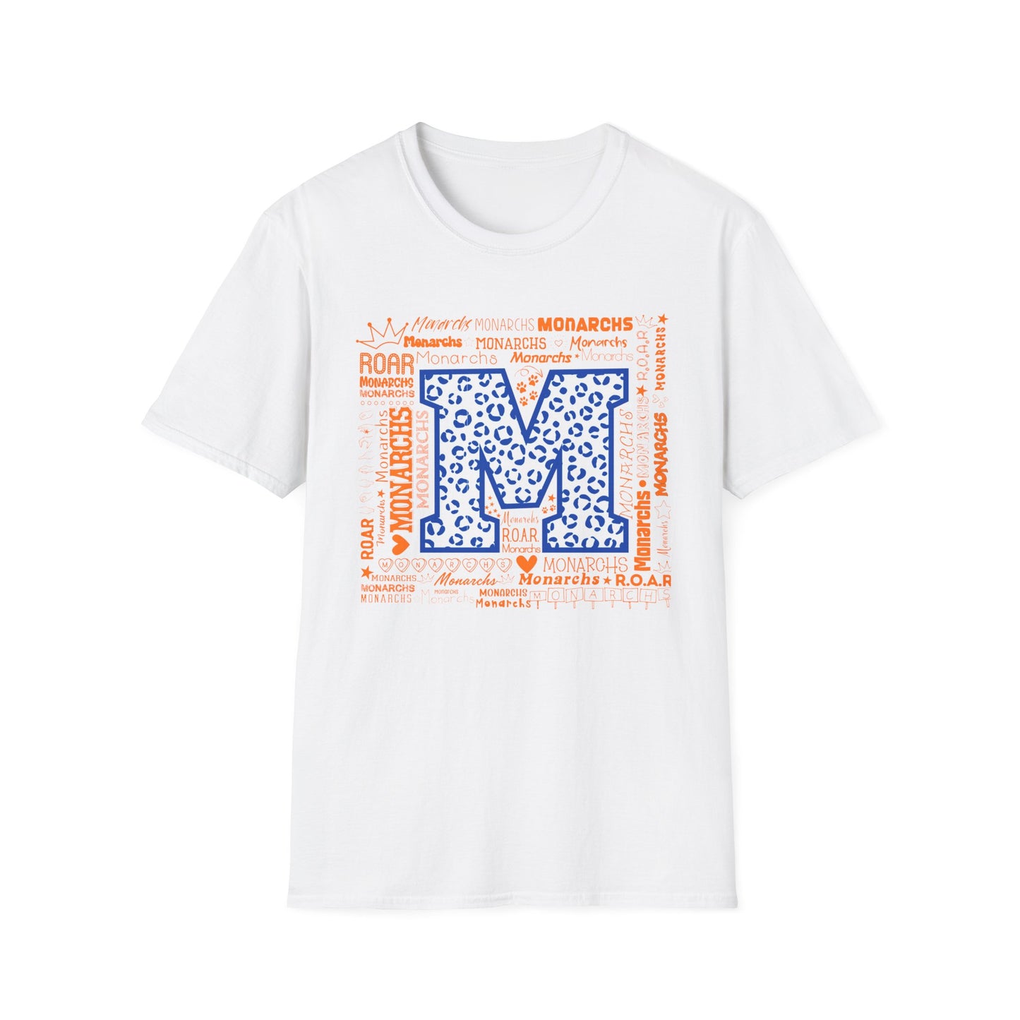 Blue Leopard M Monarchs Roar Unisex Softstyle T-Shirt - Fun Leopard Print Design